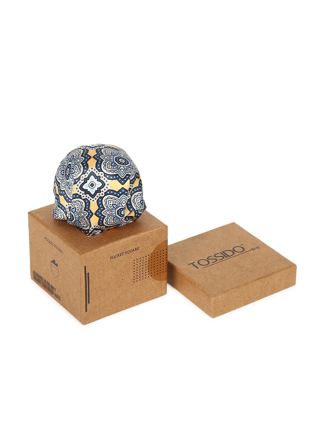 

Tossido Men Blue & Yellow Printed Microfiber Pocket Square