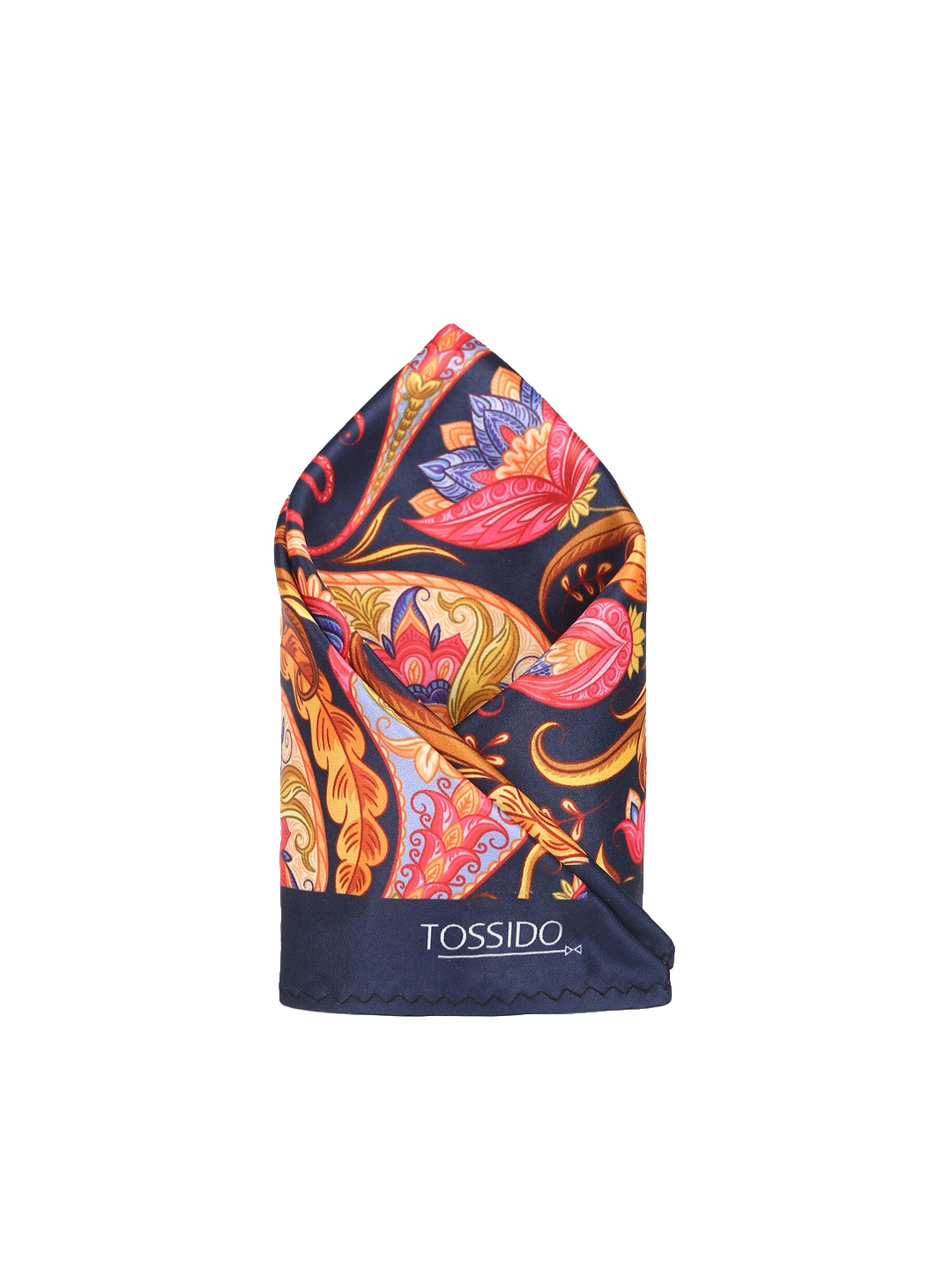 

Tossido Men Navy Blue & Pink Printed Microfiber Pocket Square