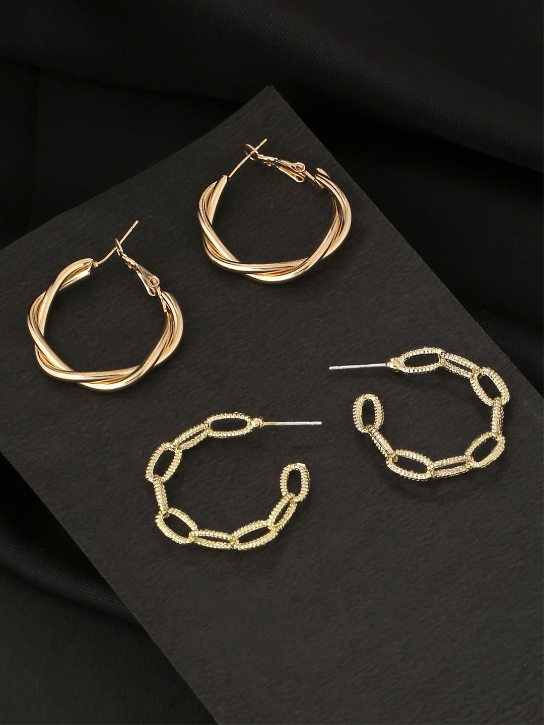 

Unwind by Yellow Chimes Gold-Toned Contemporary Hoop Earrings