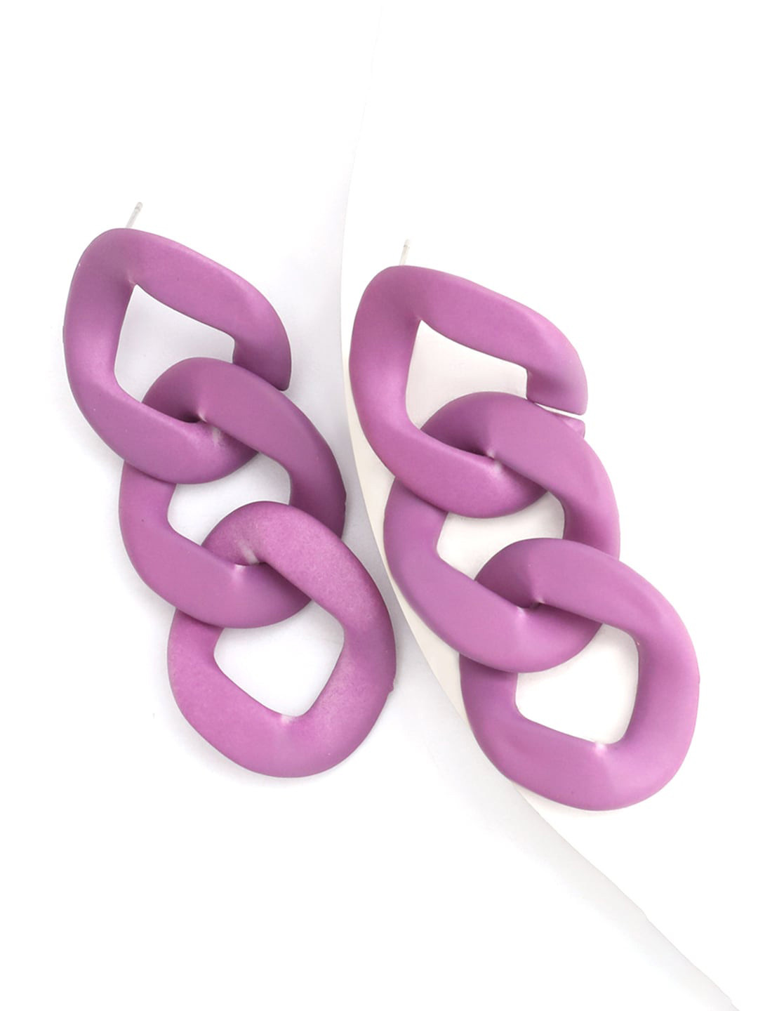 

Unwind by Yellow Chimes Purple Contemporary Chain Design Drop Earrings