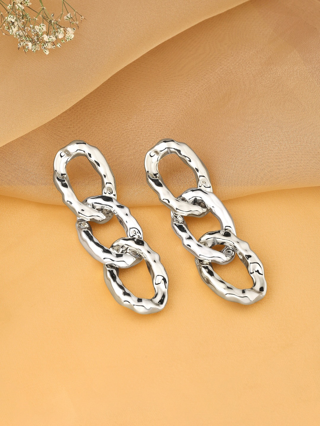 

Unwind by Yellow Women Chimes Silver-Toned Contemporary Drop Earrings