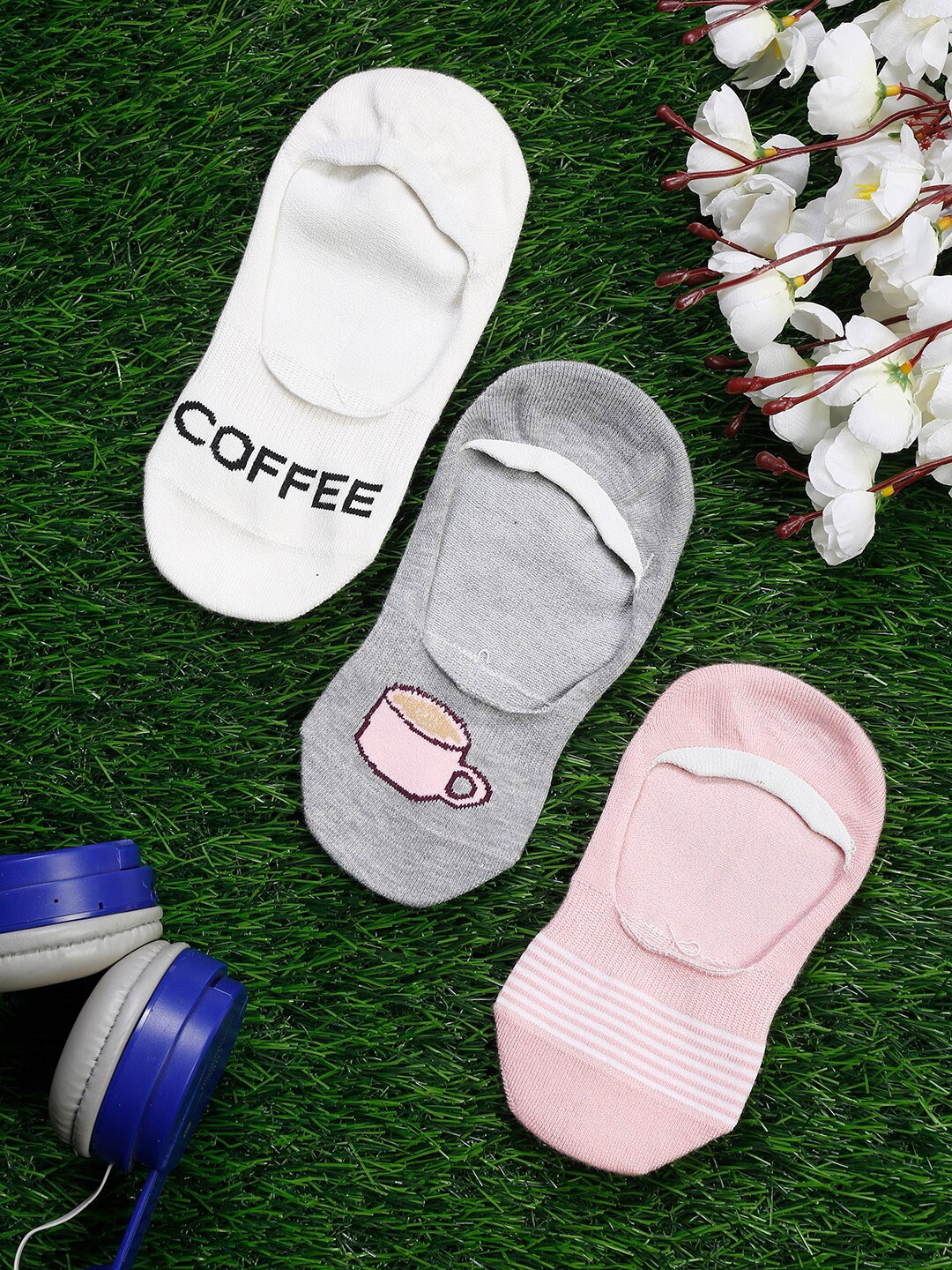 

MUTAQINOTI Women Pack Of 3 Cotton Shoe Liners, Pink