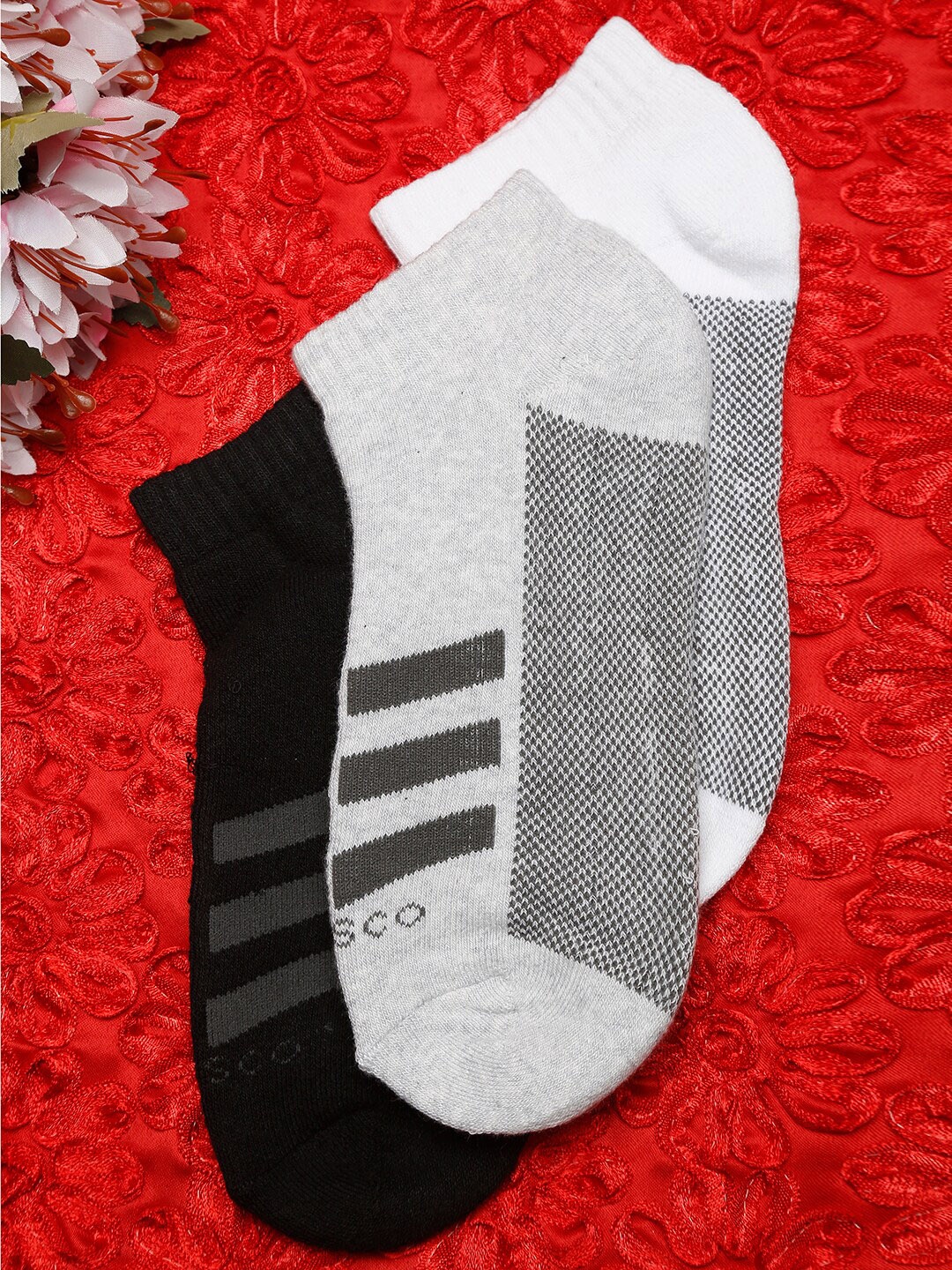 MUTAQINOTI Men Pack of 3 Assorted Ankle Length Antimicrobial Socks
