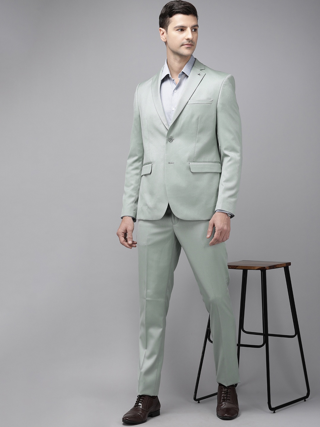 

Arrow Men Light Green Self Design Tailored Fit 2-Piece Single-Breasted Formal Suit