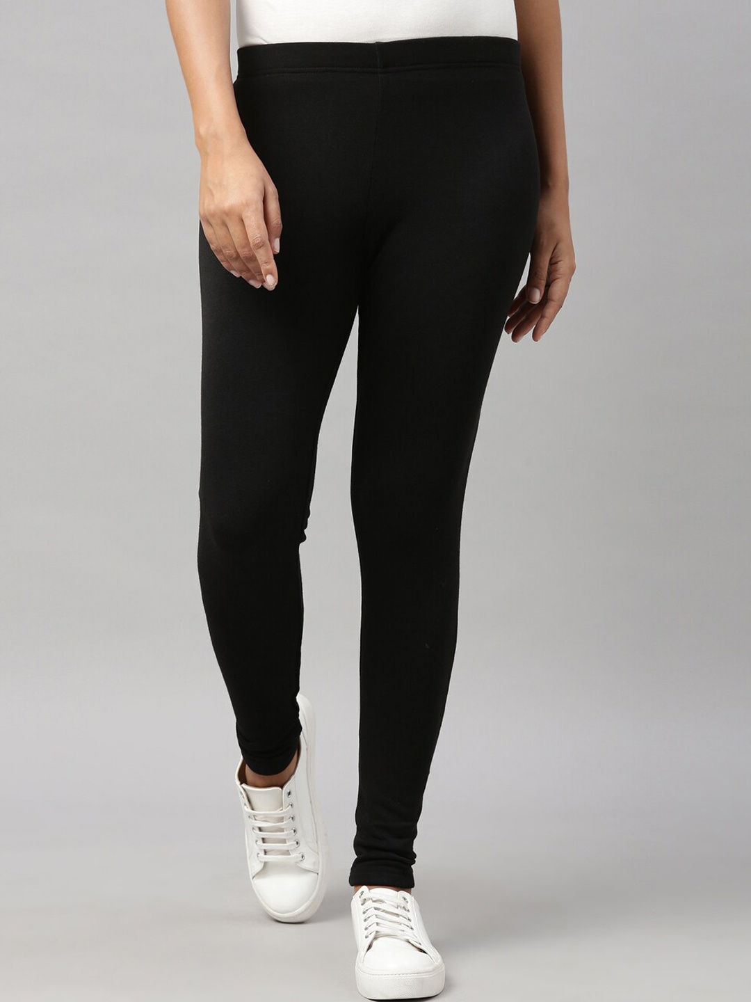 

Go Colors Women Black Solid Churidar-Length Leggings