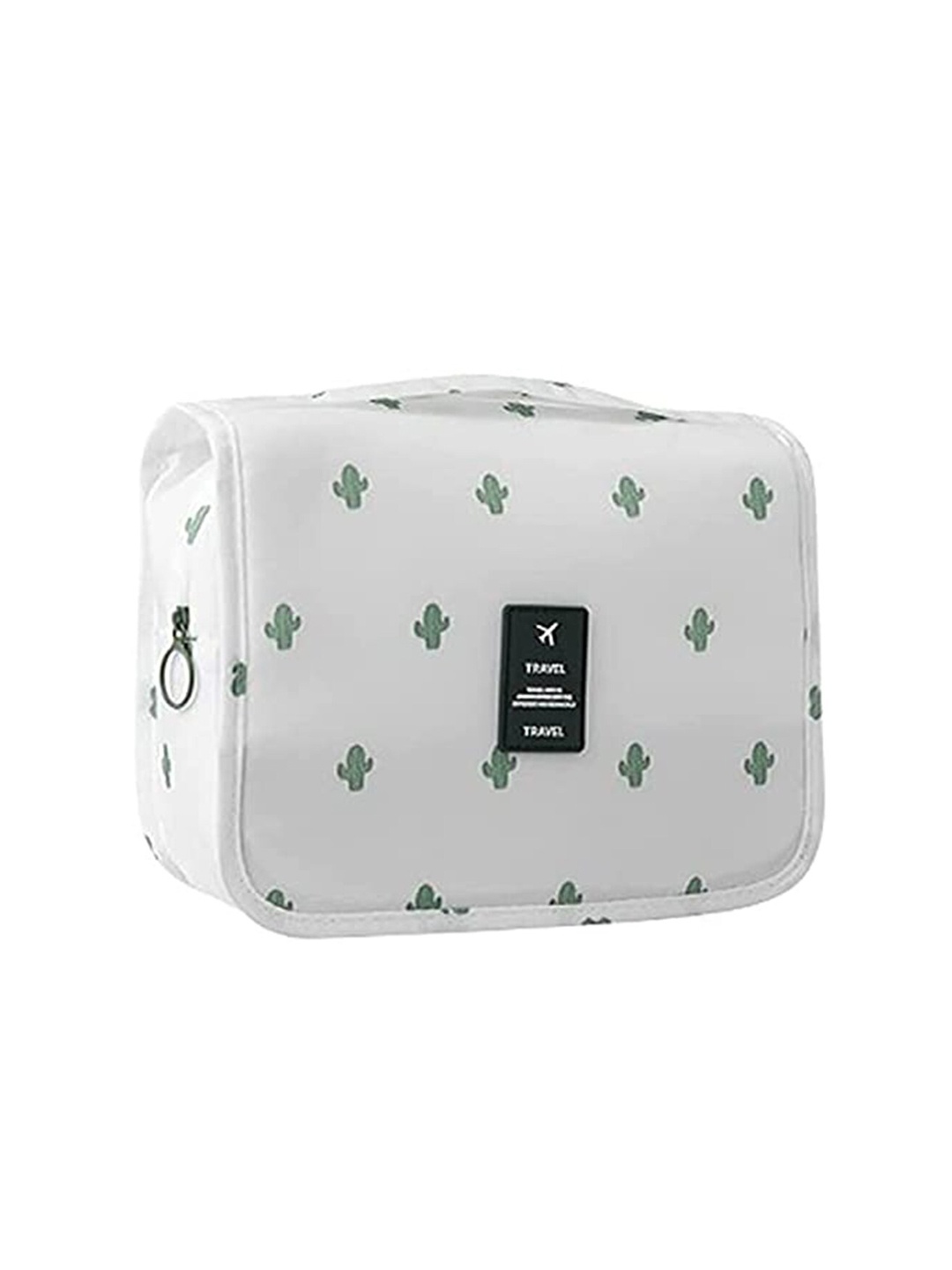 

HOUSE OF QUIRK White Cactus Printed Travel Cosmetics Bag Organisers