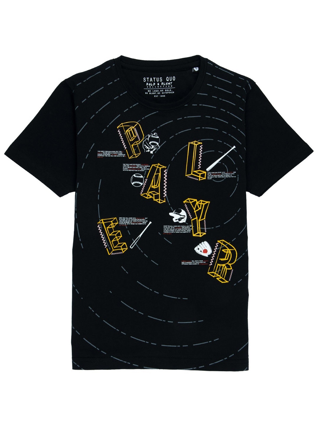 

Status Quo Boys Black Typography Printed T-shirt
