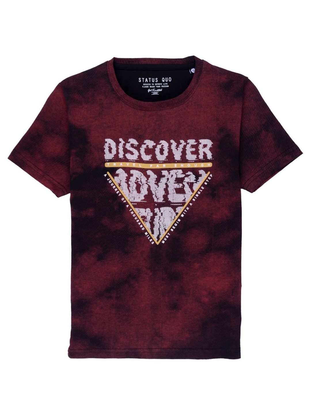 

Status Quo Boys Maroon & Black Typography Printed Cotton T-shirt