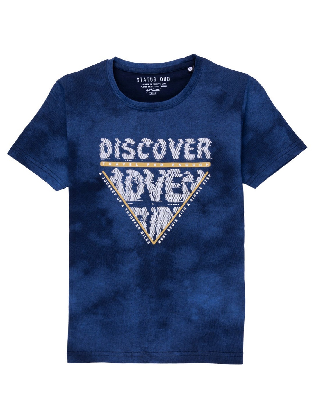 

Status Quo Boys Navy Blue Typography Printed Cotton T-shirt