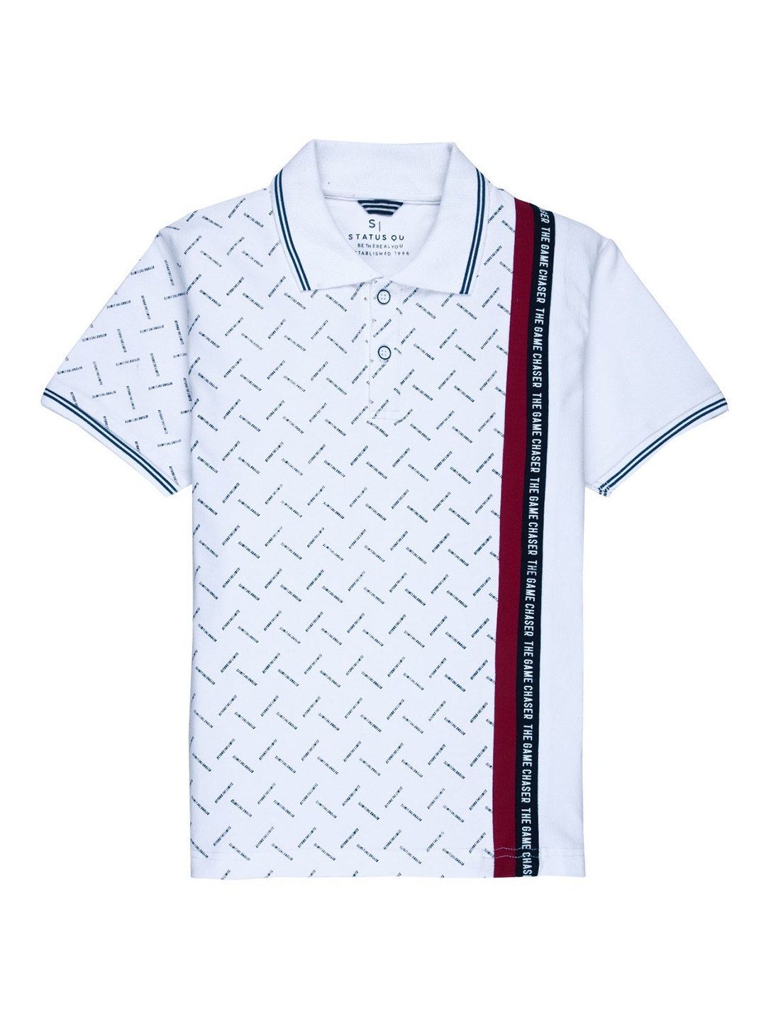 

Status Quo Boys White Printed Polo Collar T-shirt