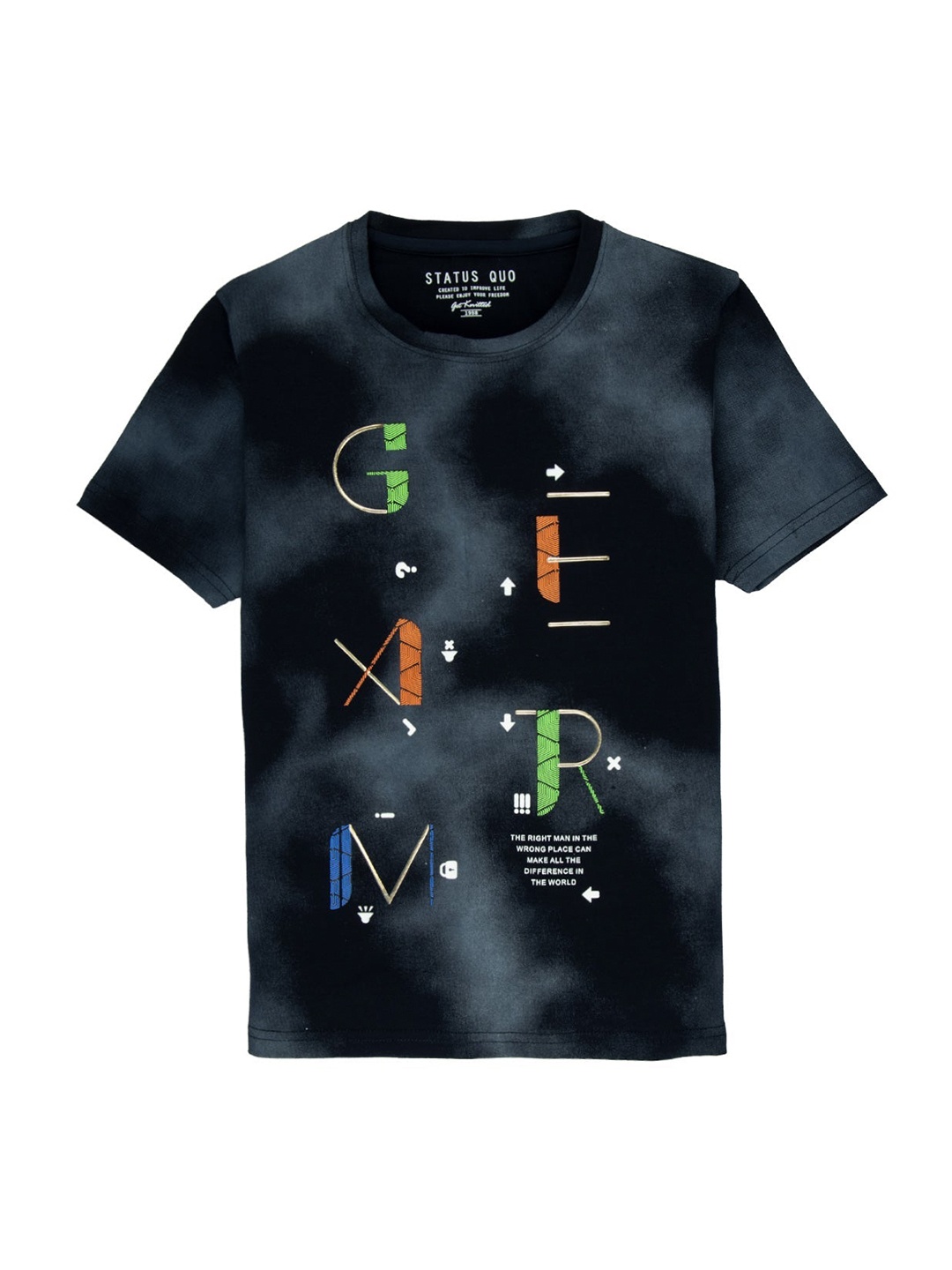 

Status Quo Boys Navy Blue Printed V-Neck T-shirt