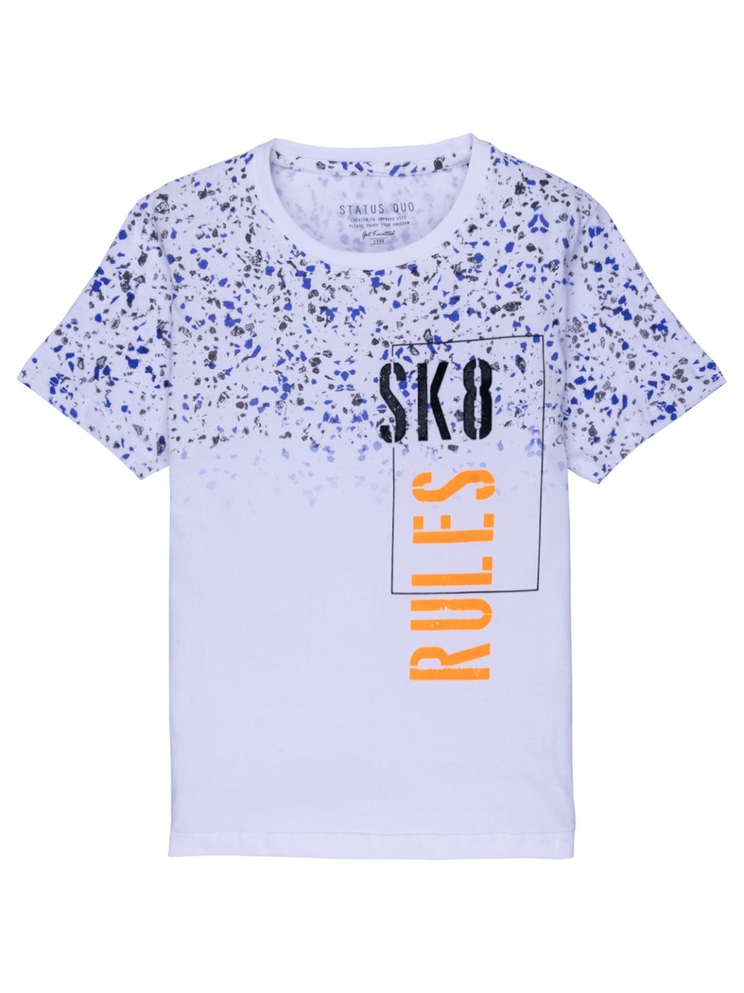 

Status Quo Boys White Printed Cotton T-shirt