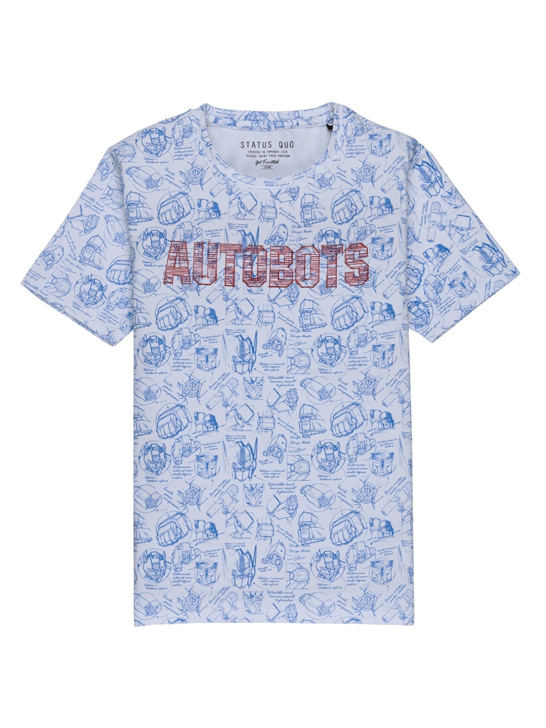 

Status Quo Boys White Printed Cotton T-shirt