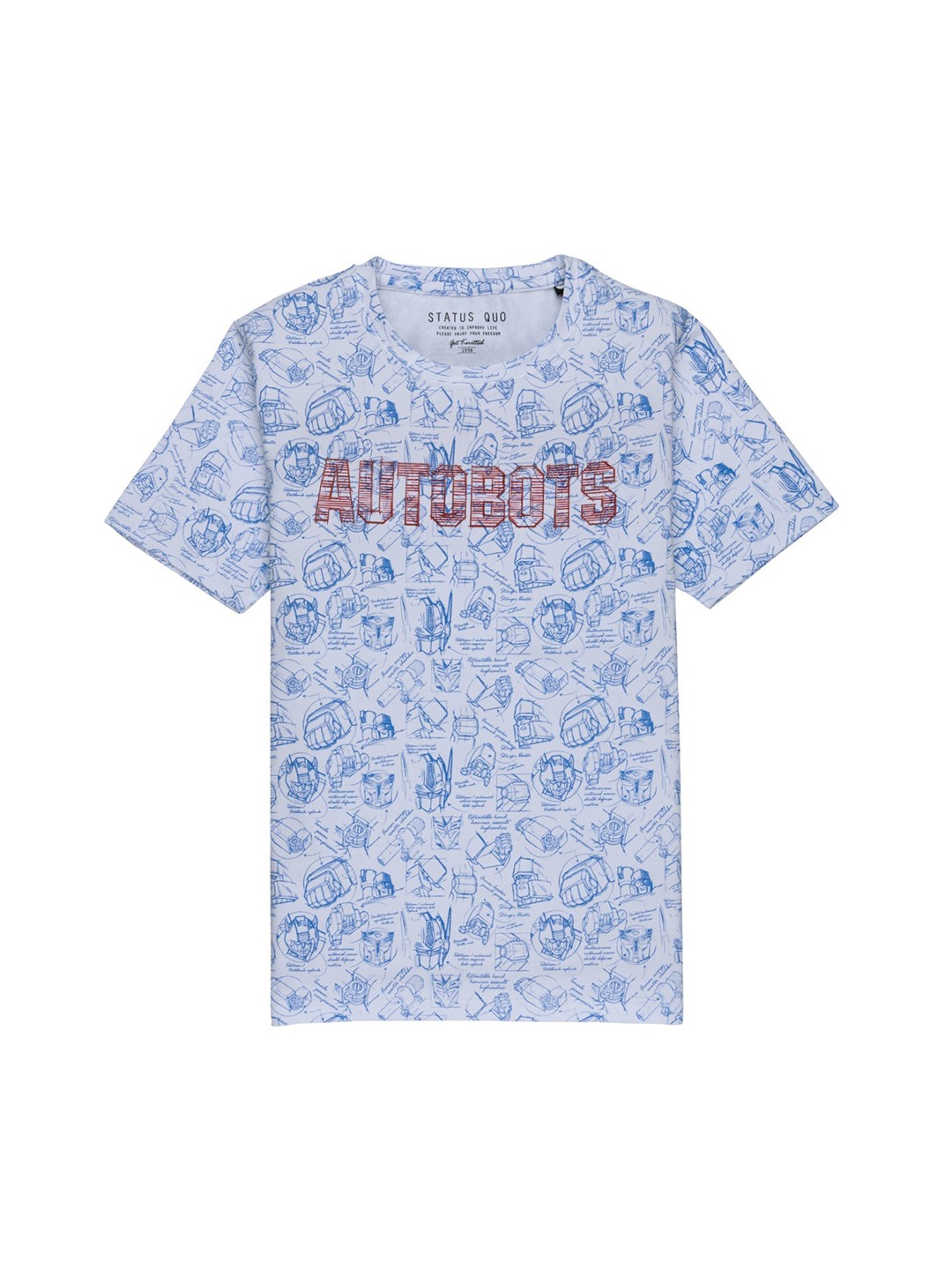

Status Quo Boys White Typography Printed Raw Edge T-shirt