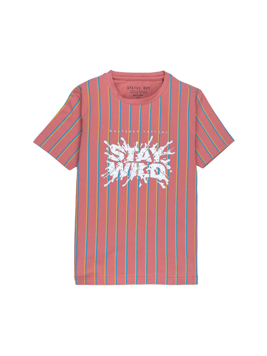 

Status Quo Boys Peach & Blue Striped Cotton T-shirt