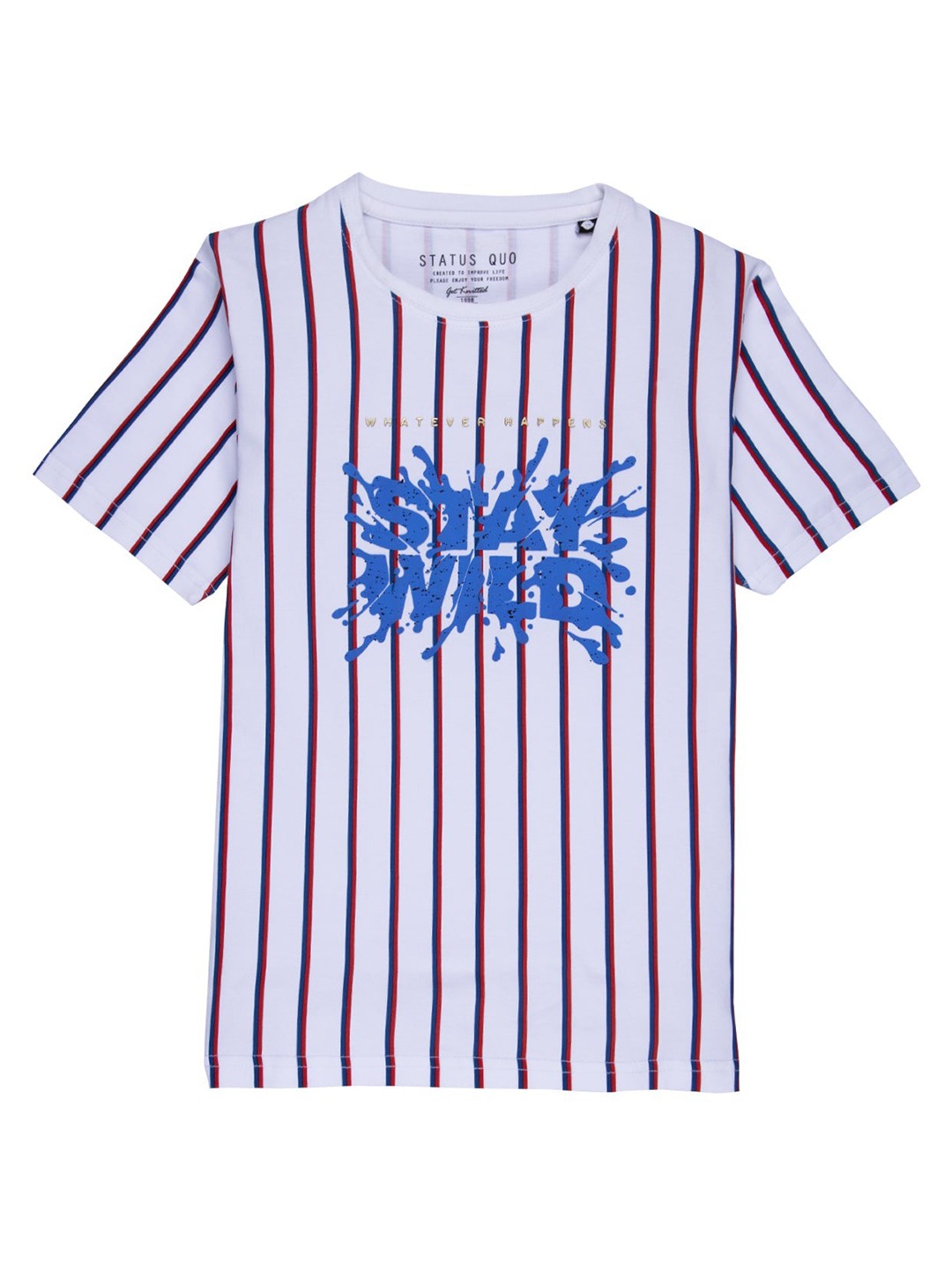 

Status Quo Boys White Striped Tropical T-shirt