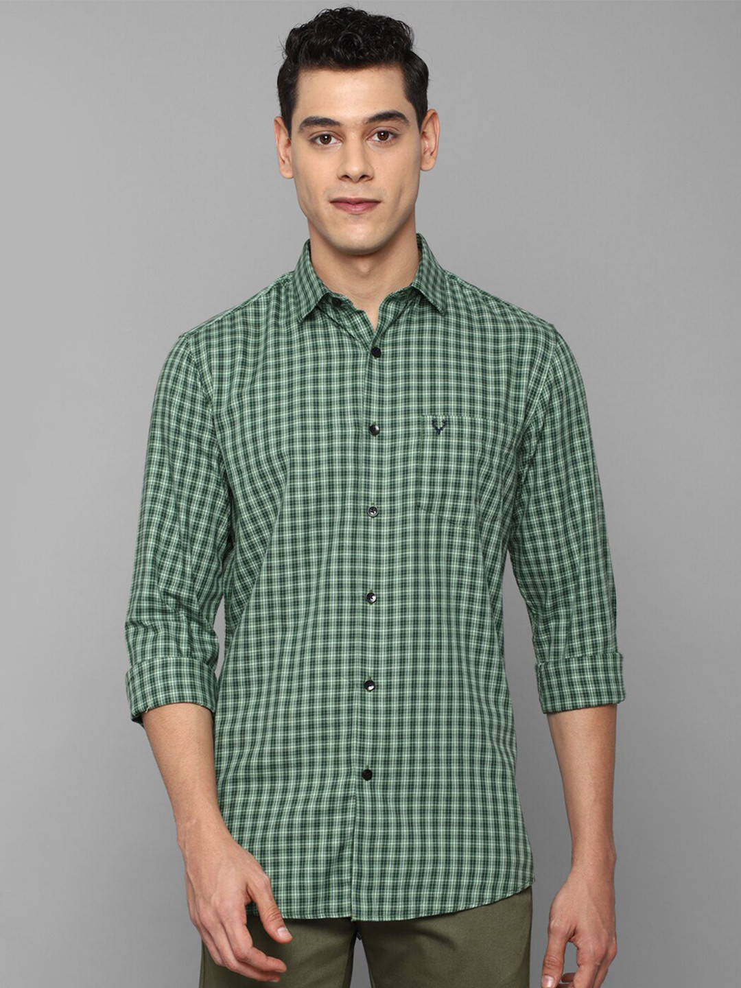 

Allen Solly Men Green Slim Fit Checked Casual Shirt
