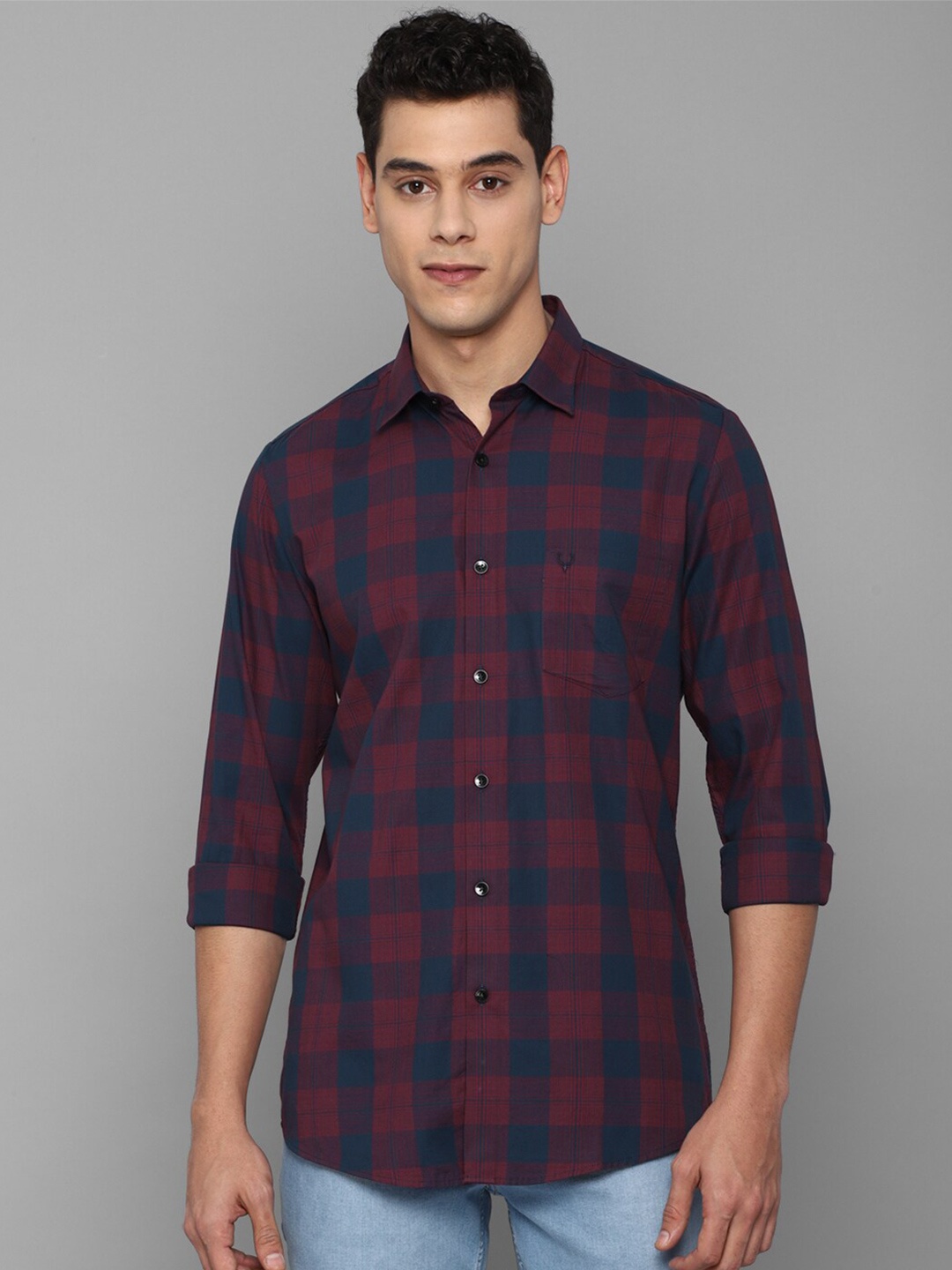 

Allen Solly Men Maroon Slim Fit Buffalo Checks Checked Casual Shirt