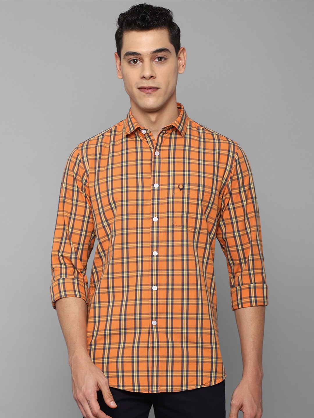 

Allen Solly Men Orange Slim Fit Tartan Checked Casual Shirt