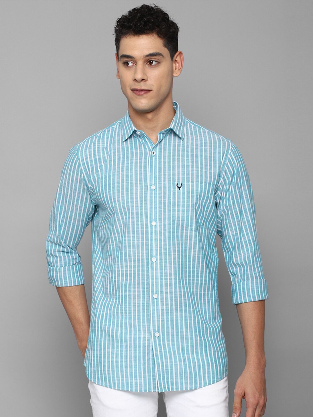 

Allen Solly Men Blue Slim Fit Striped Casual Shirt