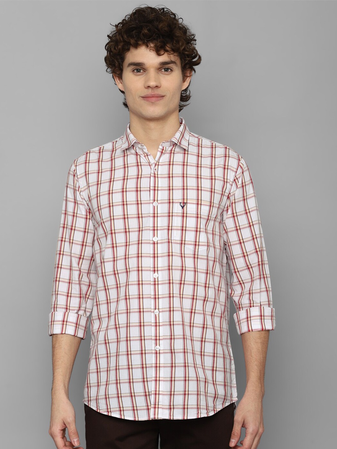 

Allen Solly Men White Slim Fit Tartan Checks Checked Casual Shirt