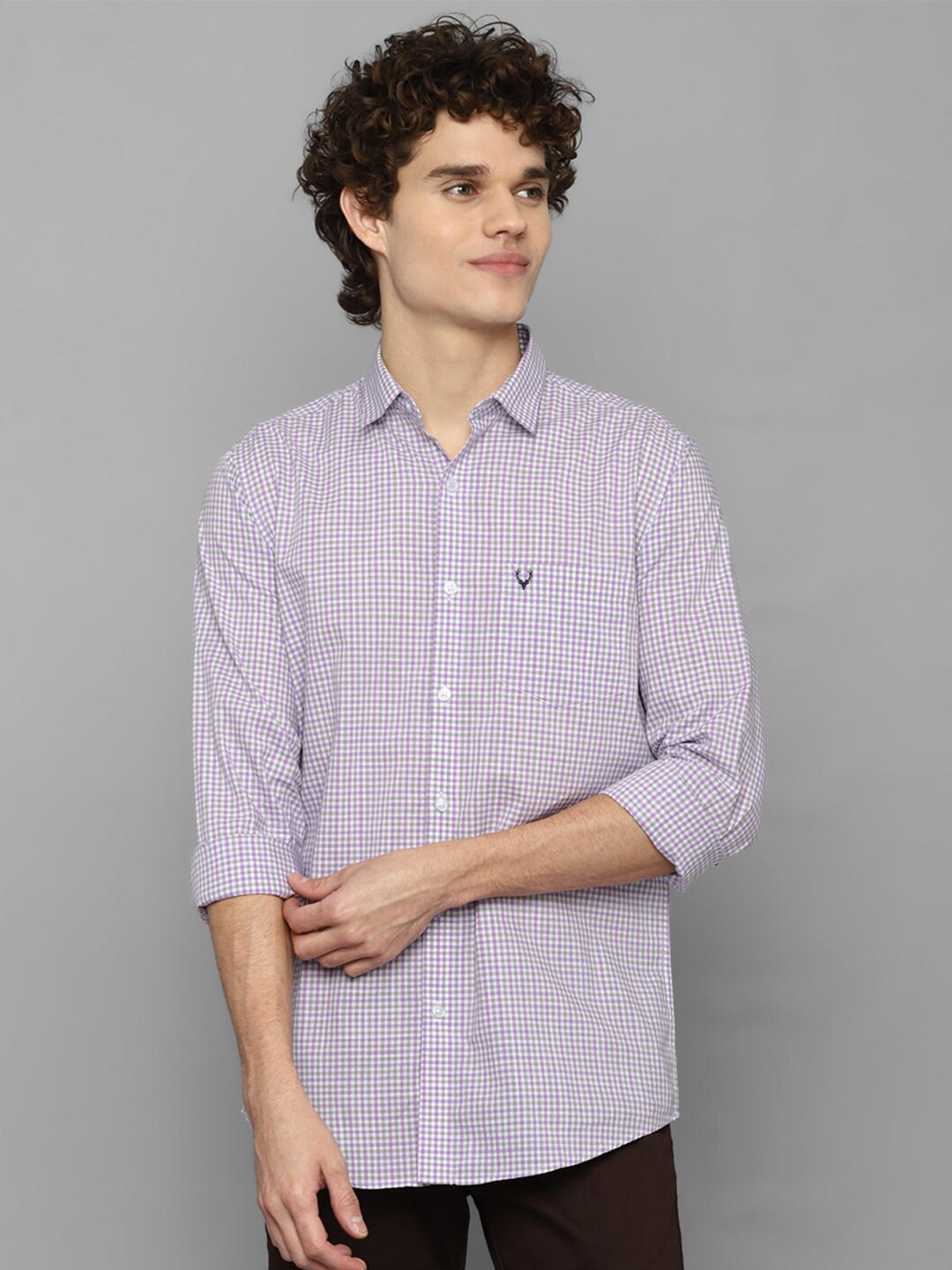 

Allen Solly Men White Slim Fit Micro Checks Checked Casual Shirt