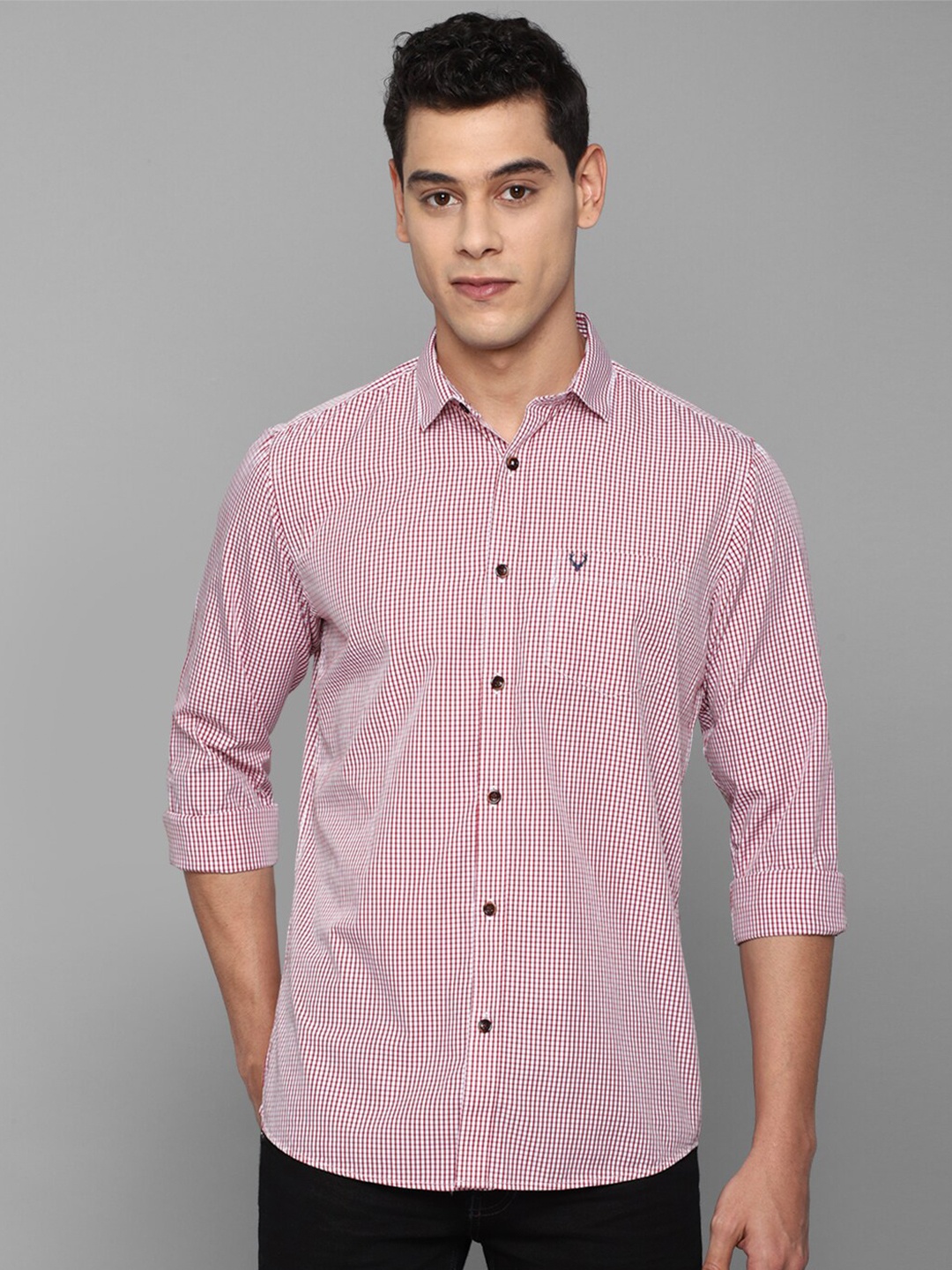 

Allen Solly Men Pink Slim Fit Micro Checks Checked Casual Shirt