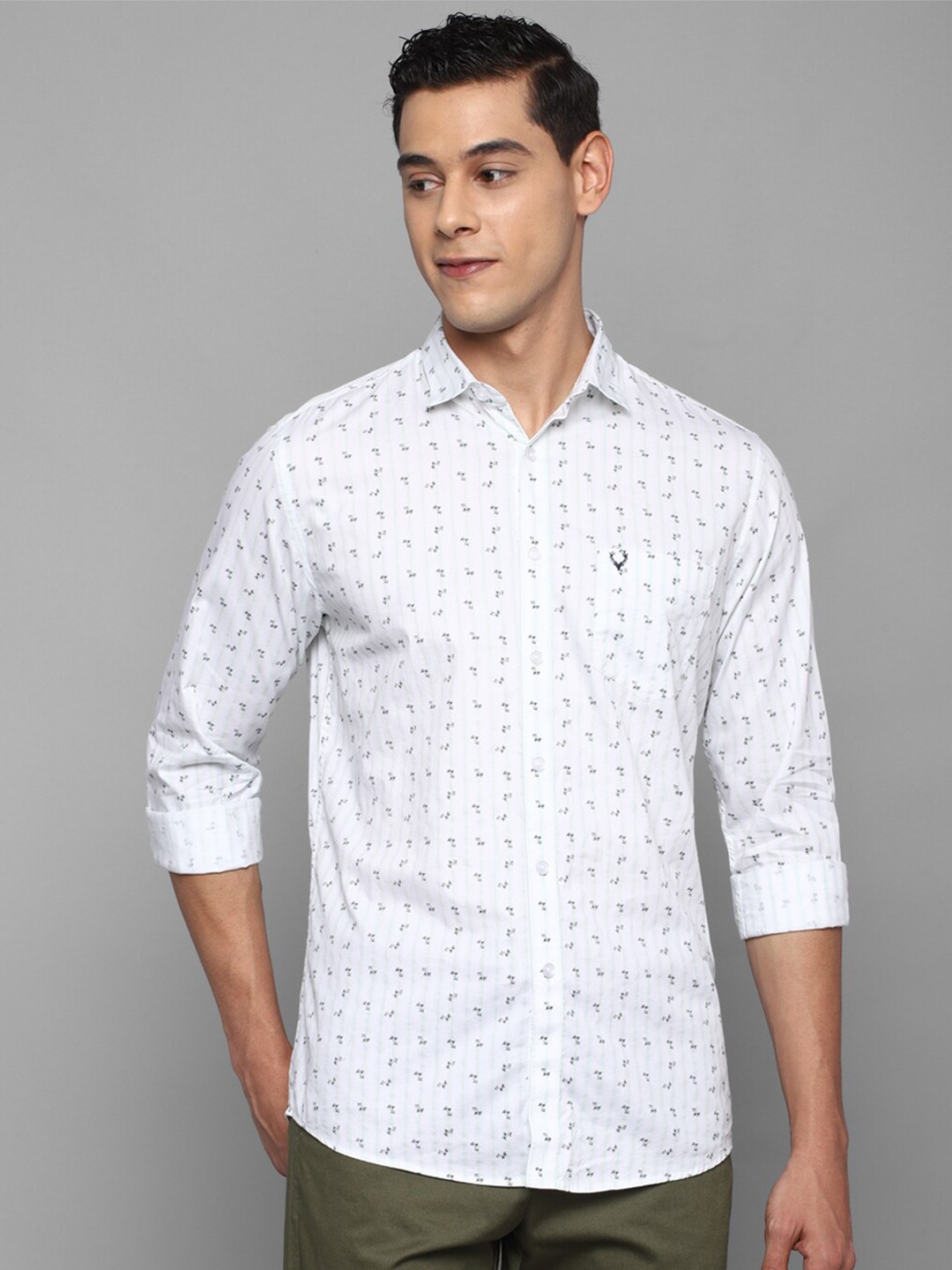 

Allen Solly Men White Slim Fit Printed Long sleeve Casual Shirt