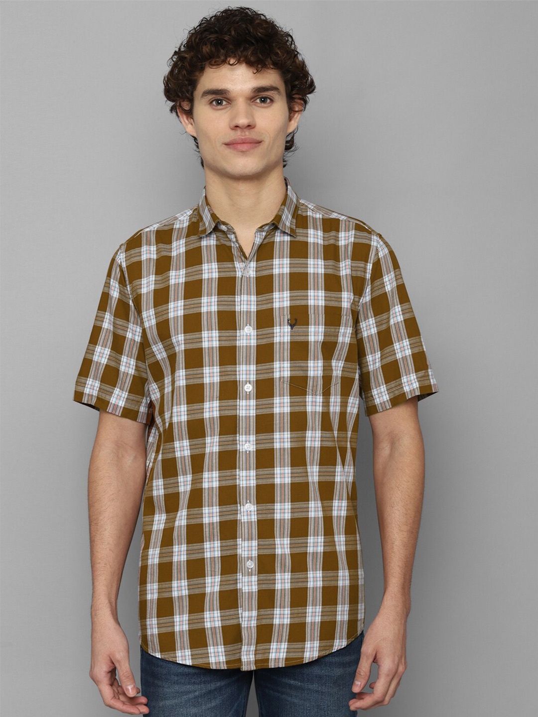 

Allen Solly Men Brown Slim Fit Buffalo Checks Casual Shirt