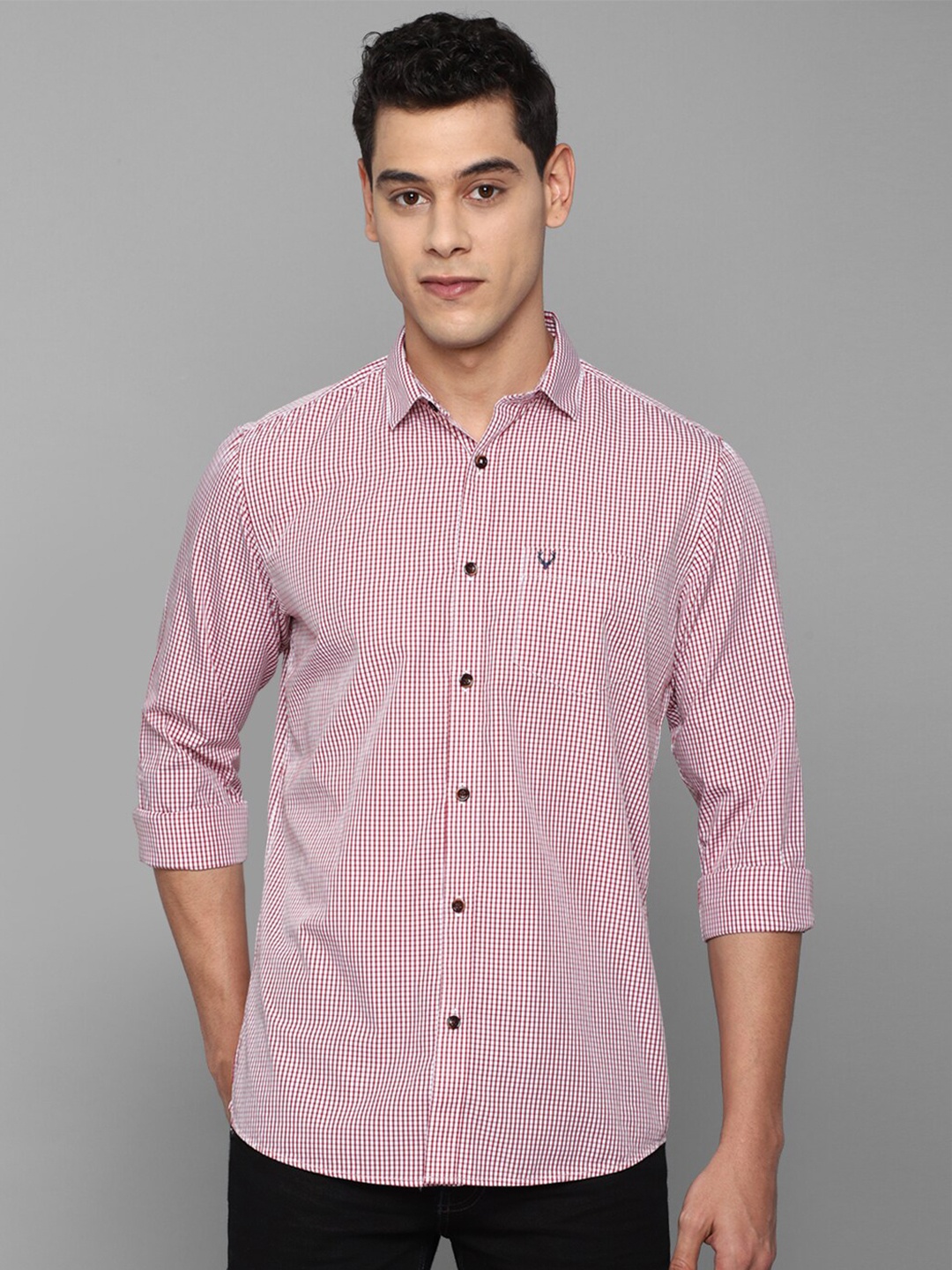 

Allen Solly Men Pink Slim Fit Micro Checks Checked Casual Shirt