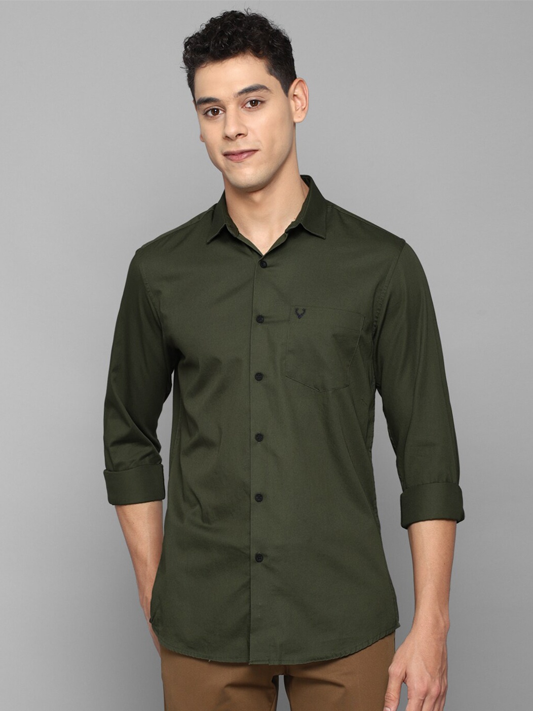 

Allen Solly Men Olive Green Slim Fit Casual Shirt