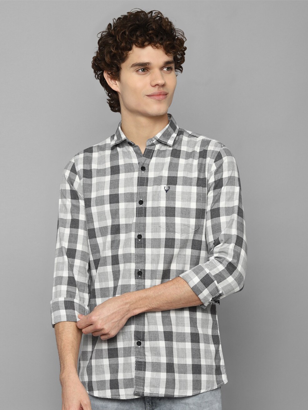 

Allen Solly Sport Men Grey Tartan Checks Checked Casual Shirt