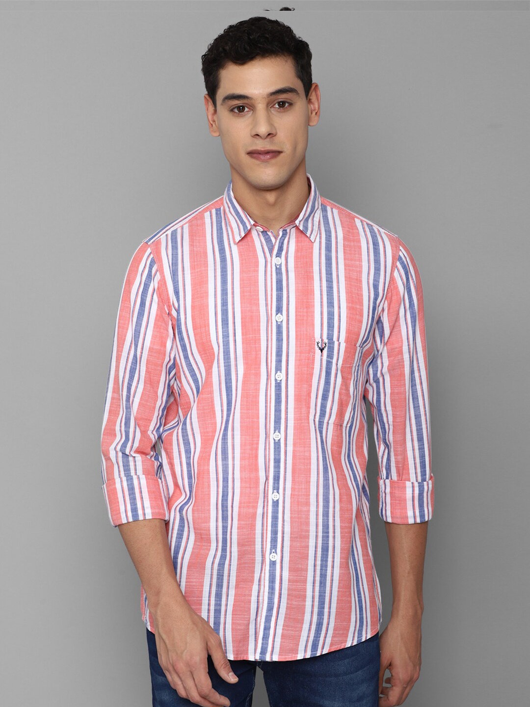

Allen Solly Sport Men Pink Striped Long sleeve Casual Shirt