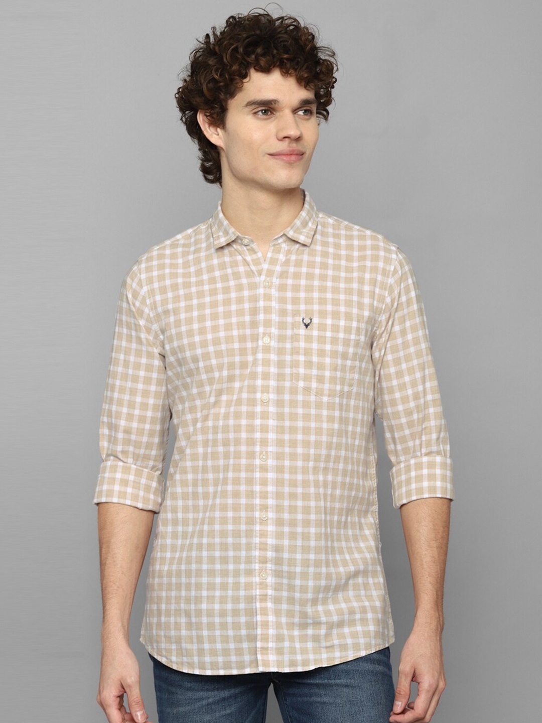 

Allen Solly Sport Men Beige Tartan Checked Slim Fit Casual Shirt
