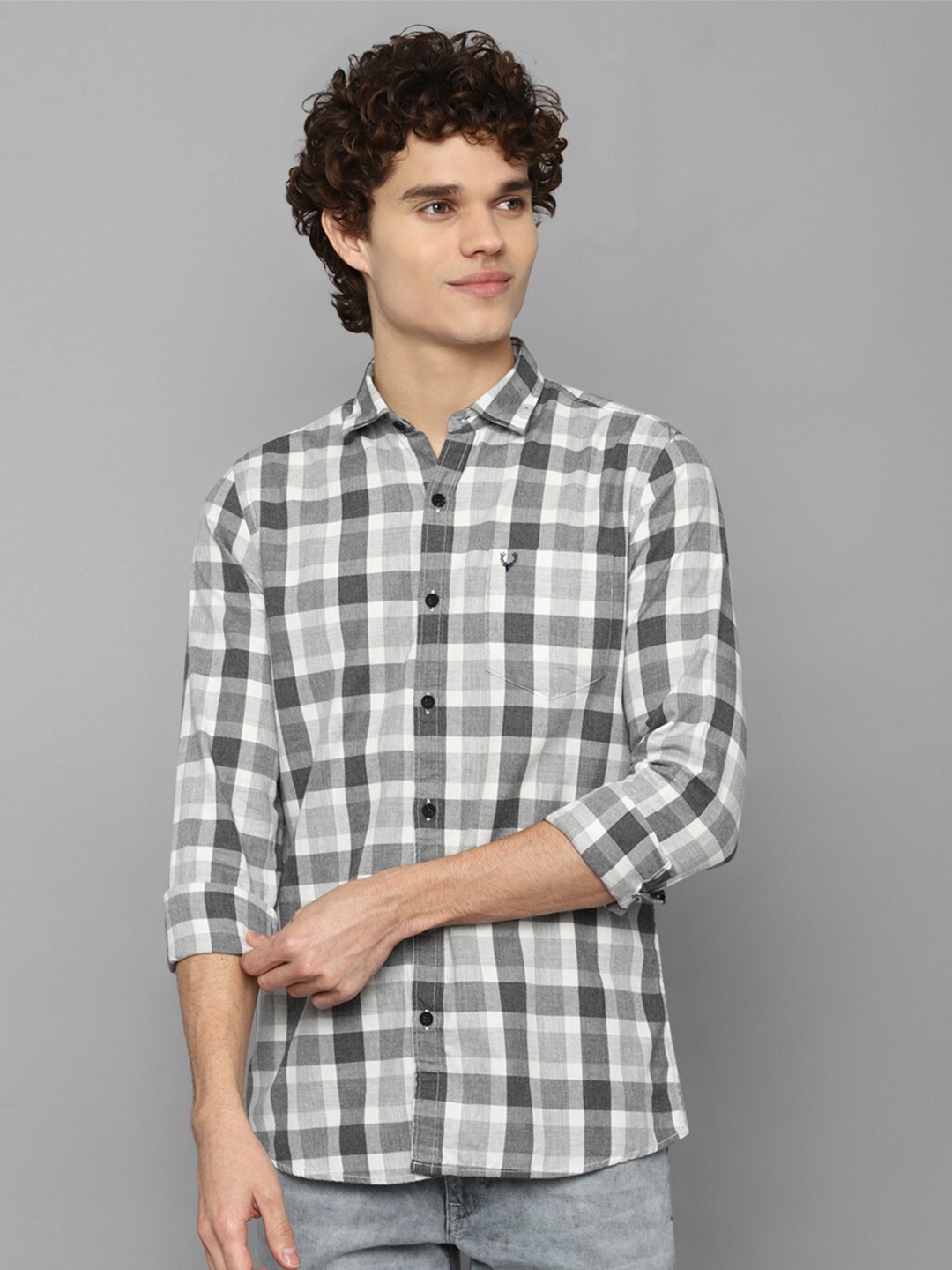 

Allen Solly Sport Men Grey Pure Cotton Buffalo Checks Checked Casual Shirt