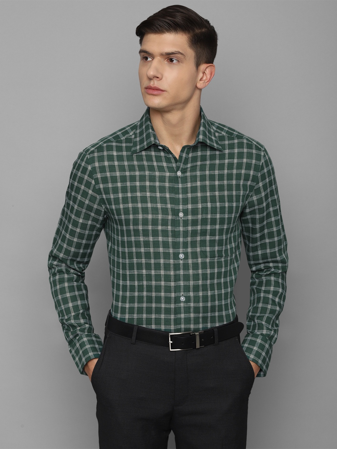 

Louis Philippe Men Green Tartan Checks Checked Formal Shirt
