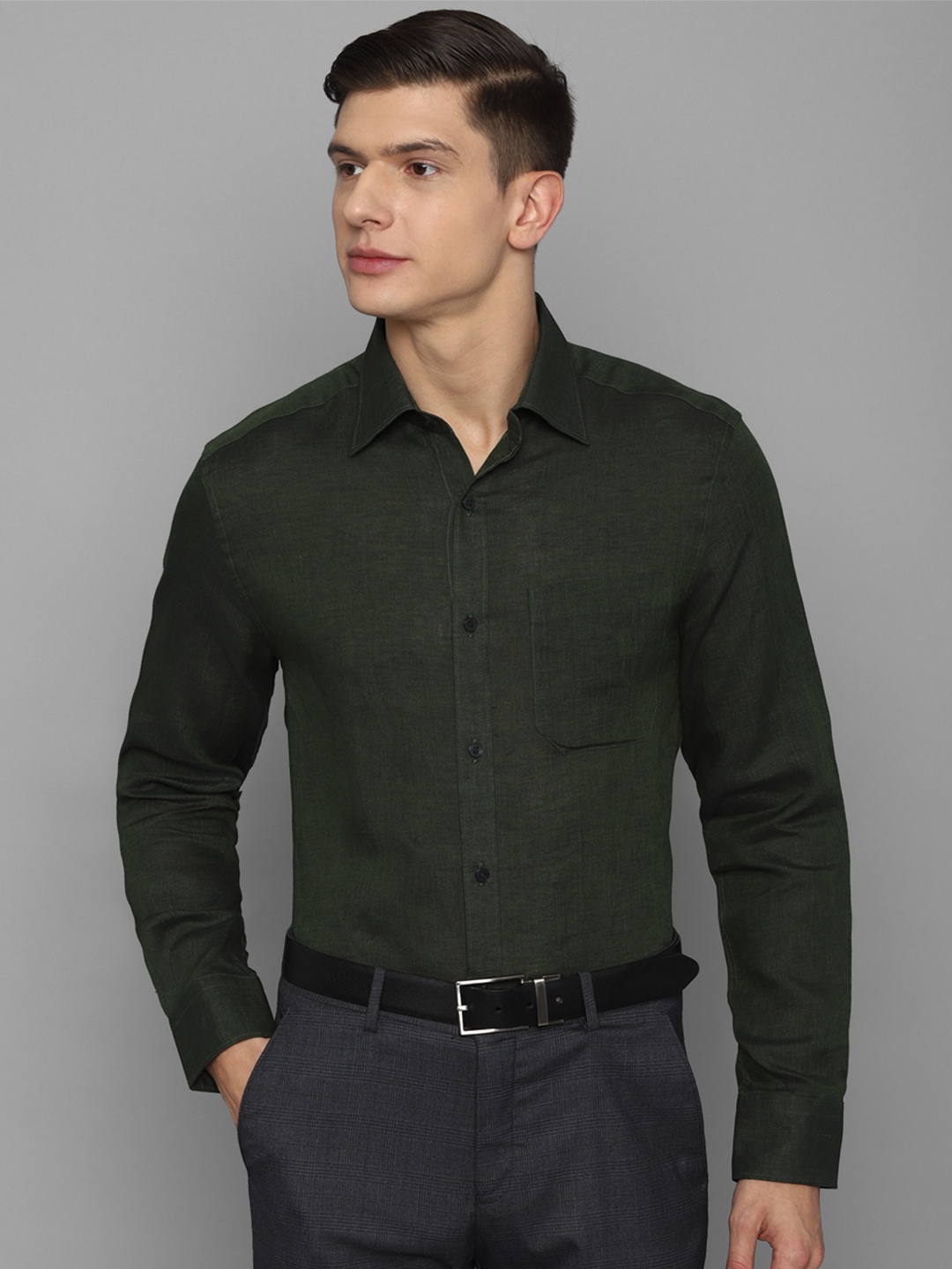 

Louis Philippe Men Olive Green Formal Shirt