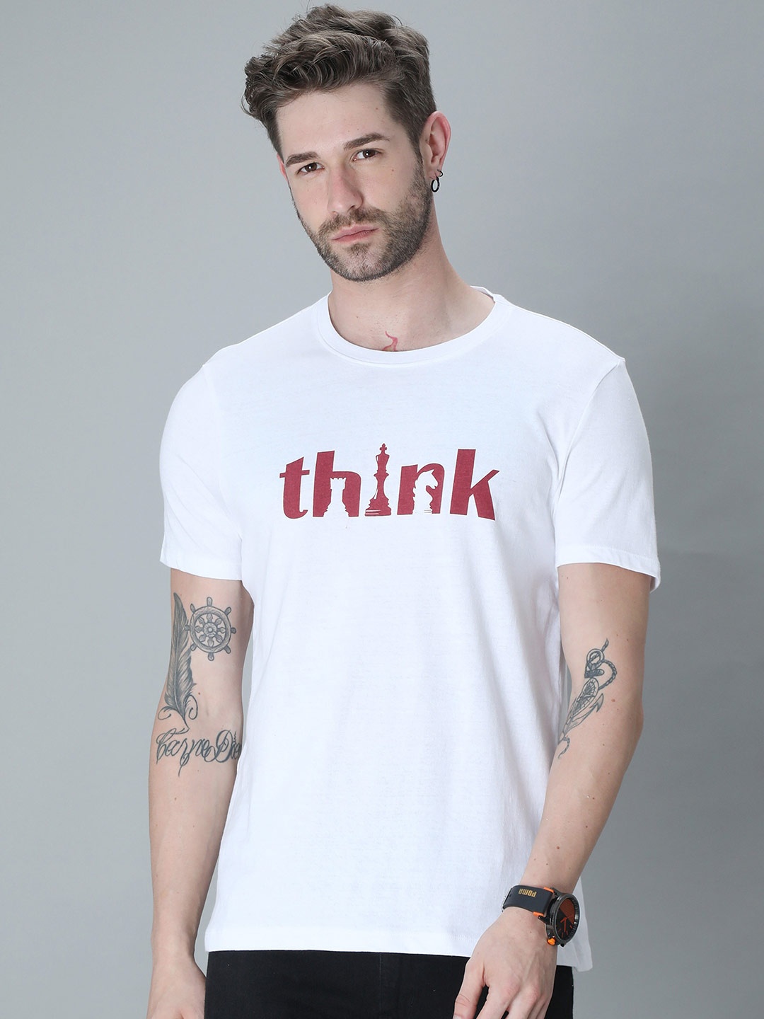 

PLATYPUSS Men White Typography Printed Bio Finish T-shirt