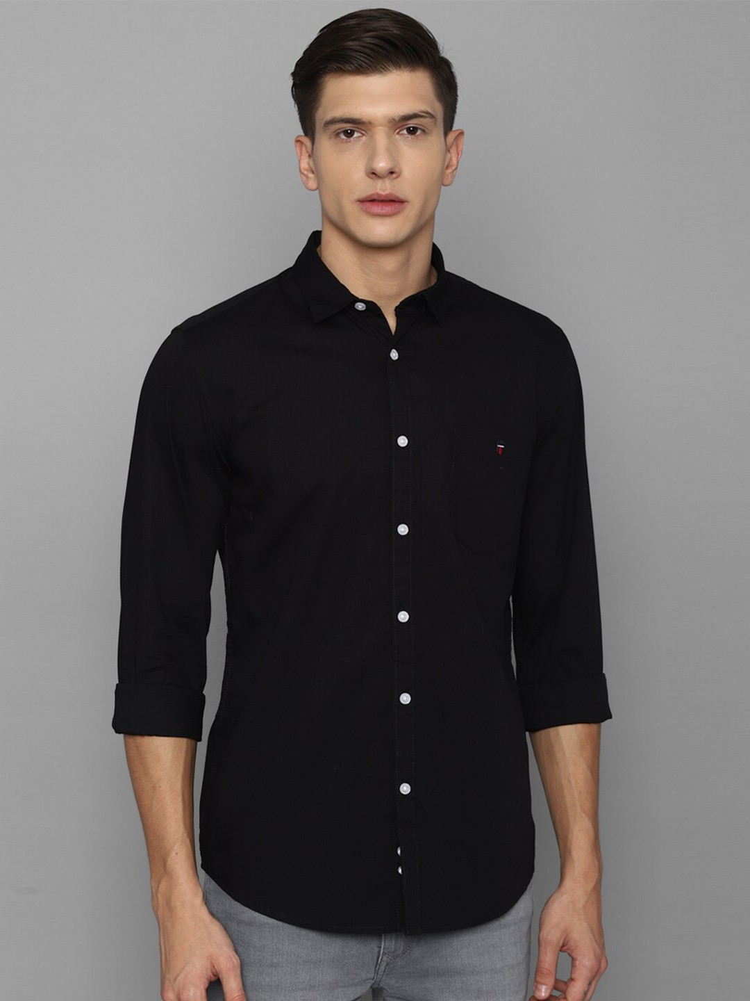 

Louis Philippe Jeans Men Black Slim Fit Pure Cotton Casual Shirt
