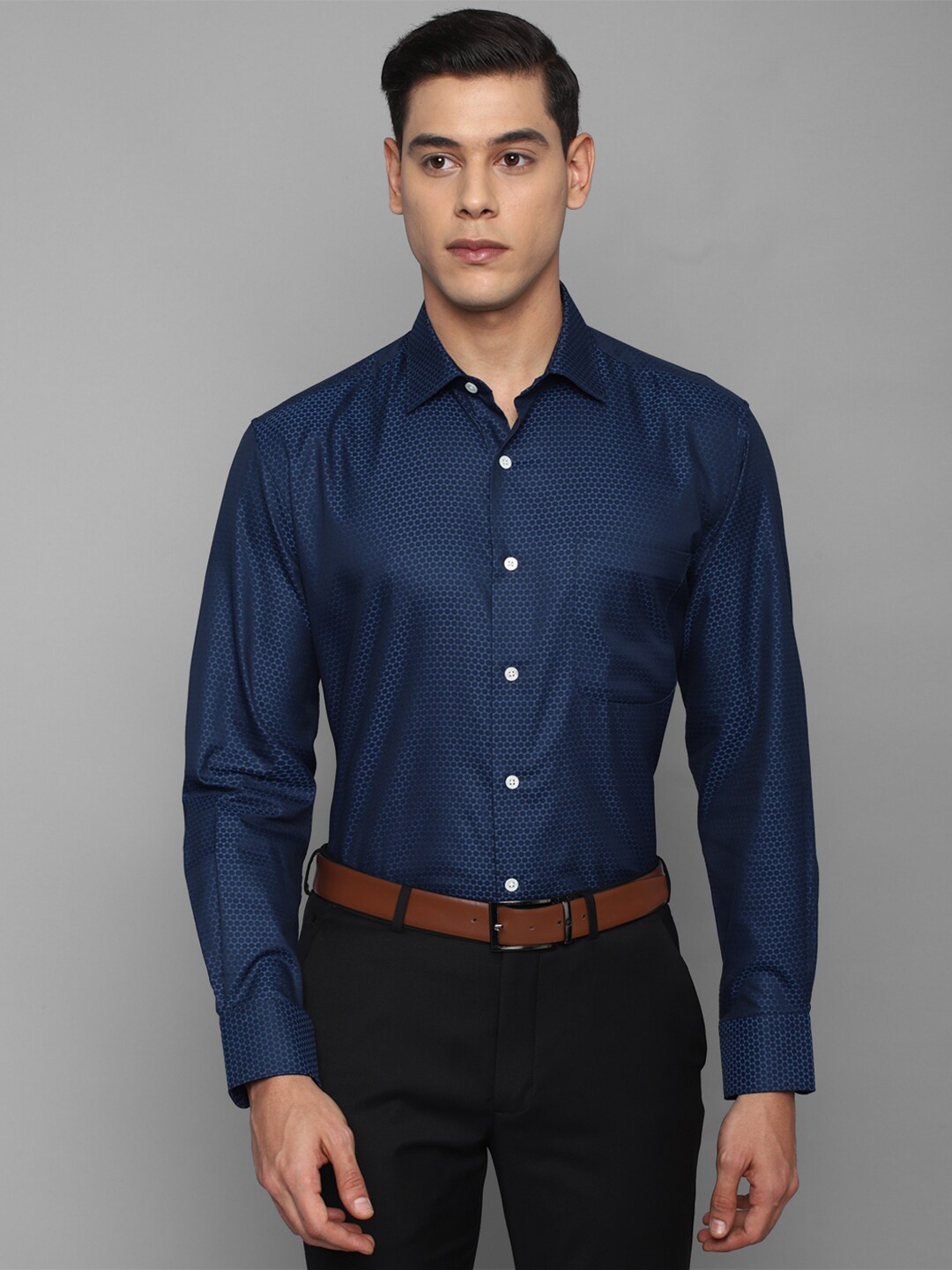 

Luxure by Louis Philippe Men Navy Blue Formal Shirt