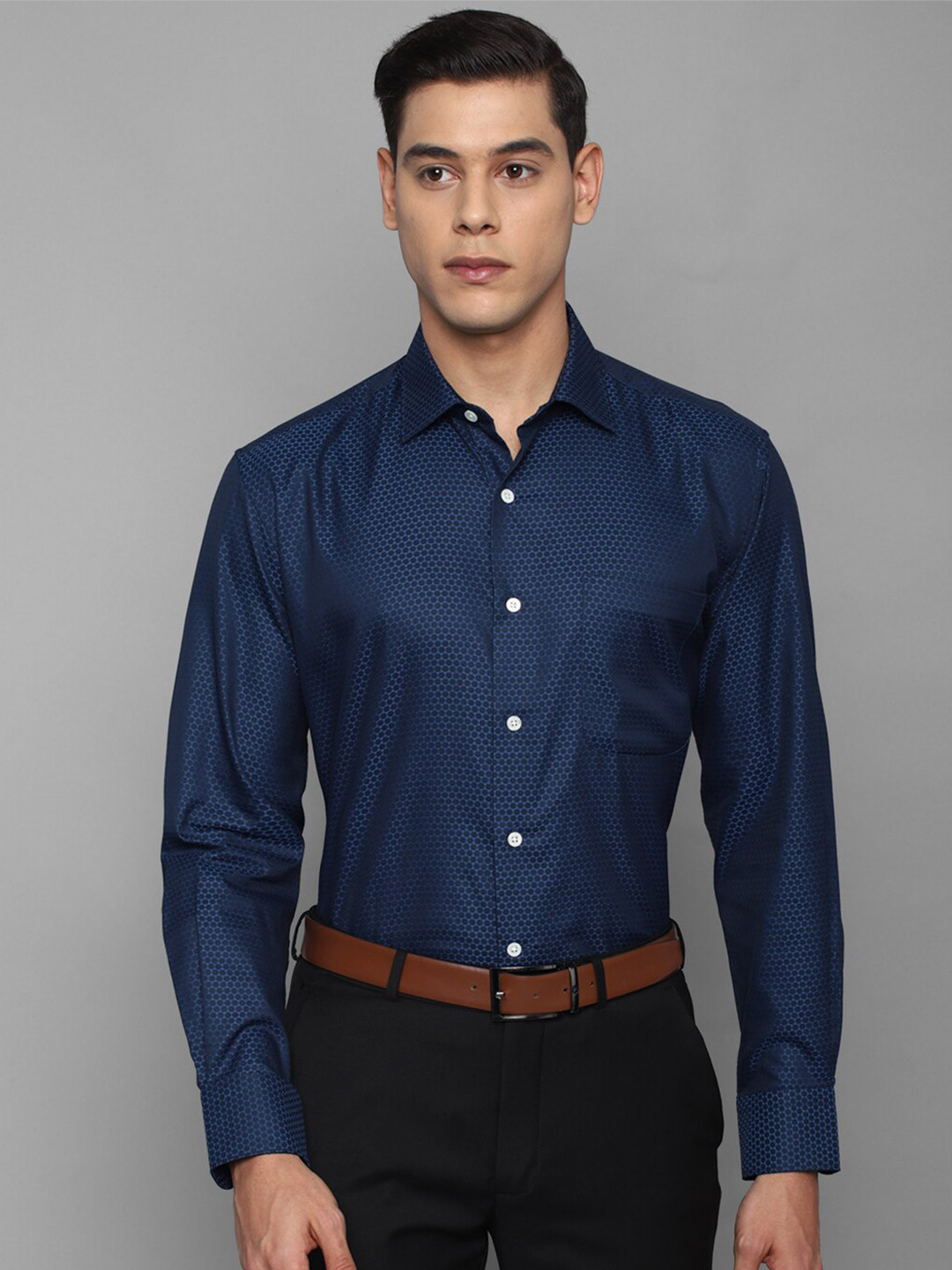 

Luxure by Louis Philippe Men Navy Blue Formal Shirt
