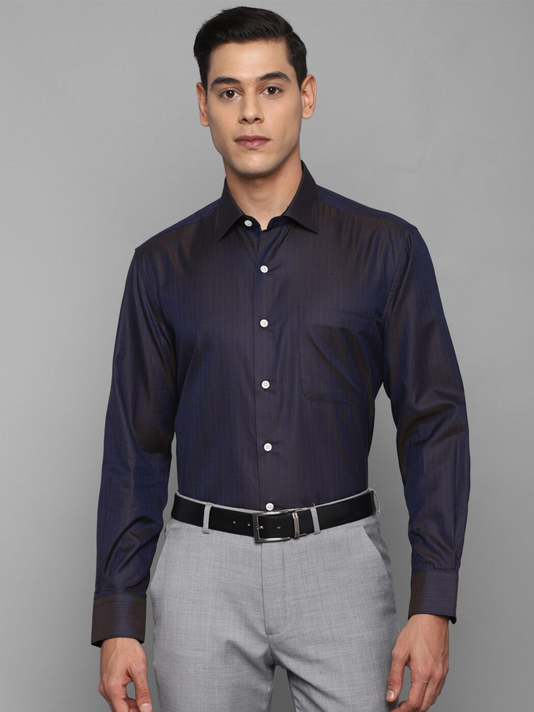

Luxure by Louis Philippe Men Navy Blue Formal Shirt