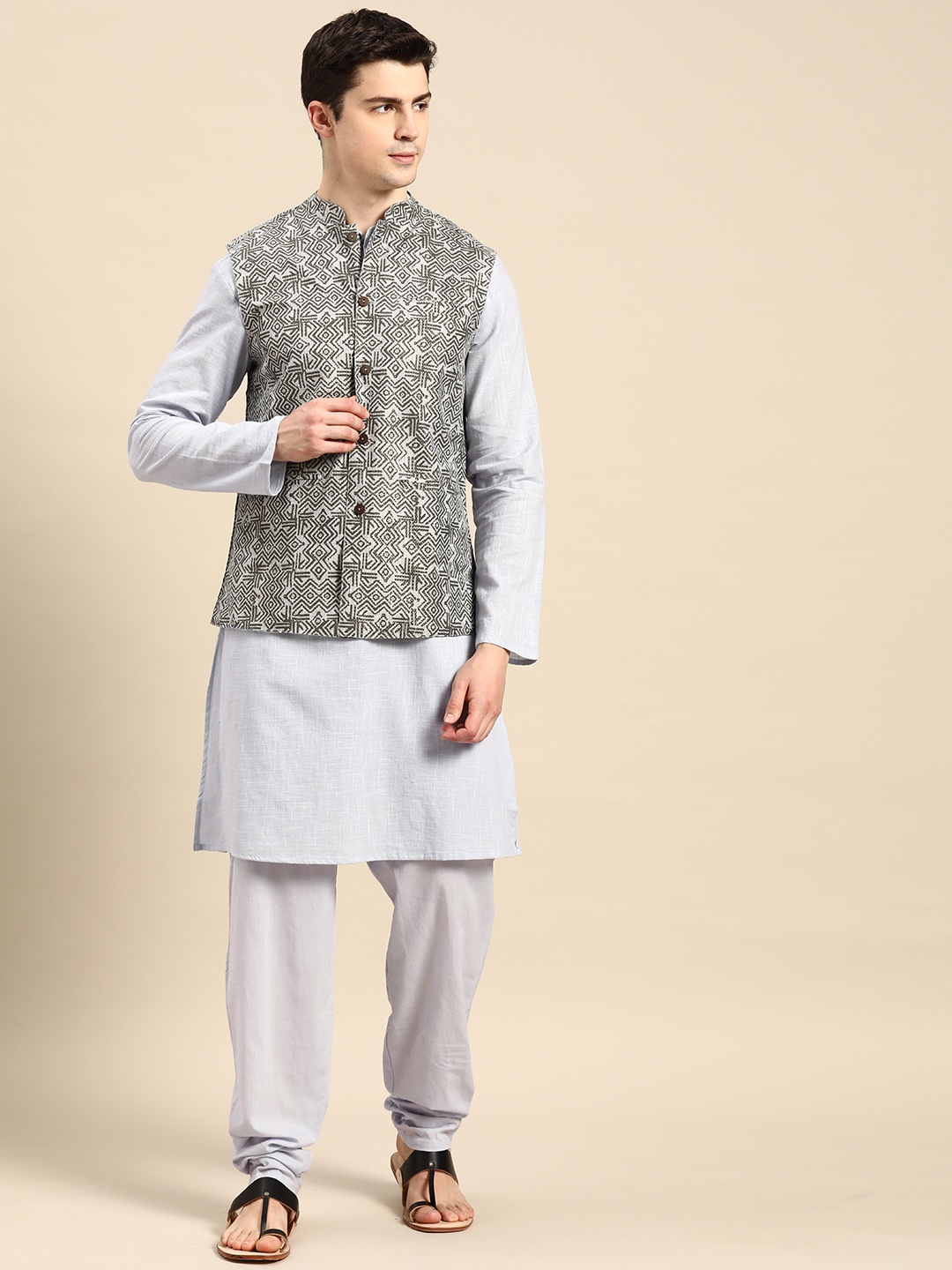 

Anouk Men Pure Cotton Kurta with Churidar, Blue