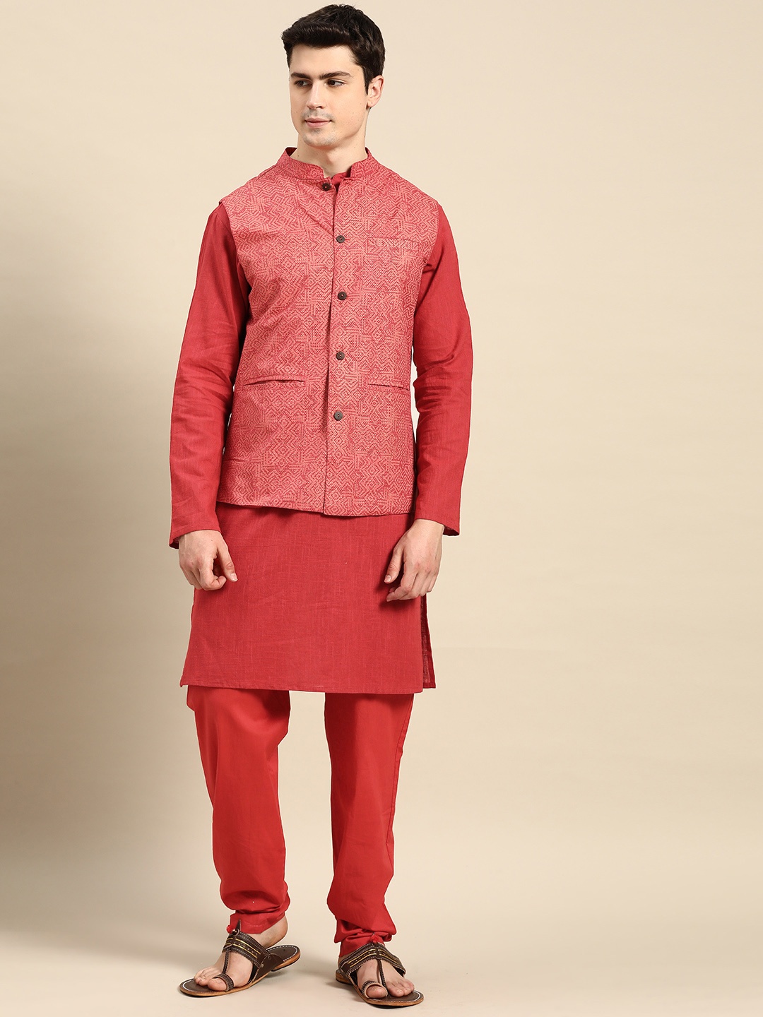 

Anouk Men Pure Cotton Kurta with Churidar, Maroon