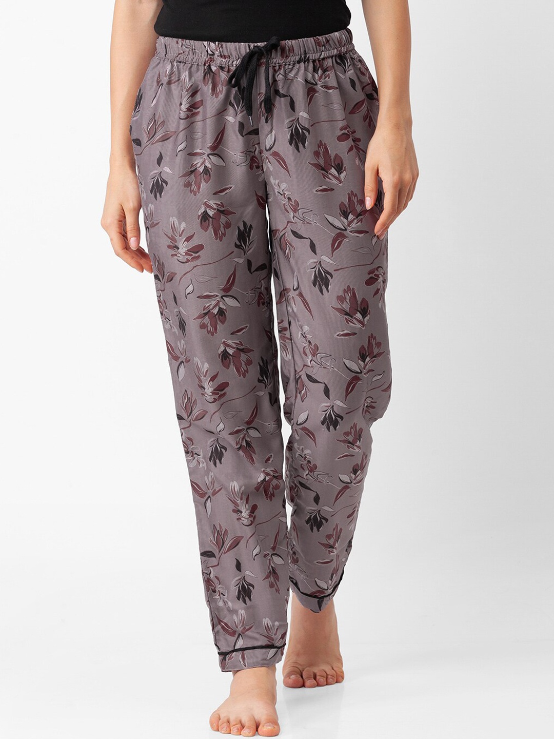 

NOIRA Women Brown Printed Cotton Lounge Pants
