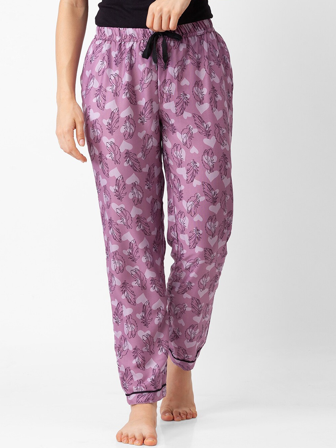 

NOIRA Women Pink Printed Cotton Lounge Pants