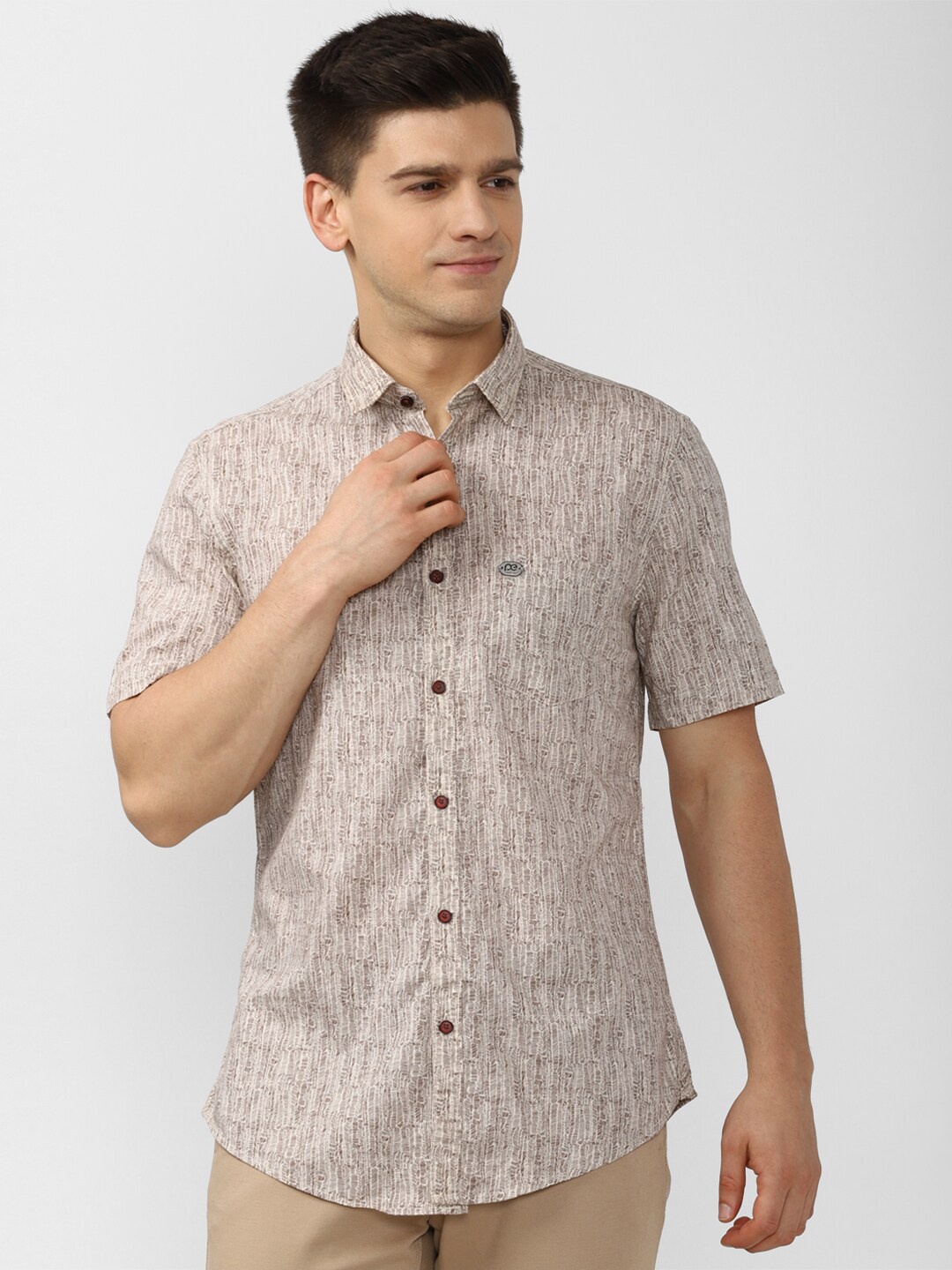 

Peter England Casuals Men Grey Slim Fit Printed Casual Shirt