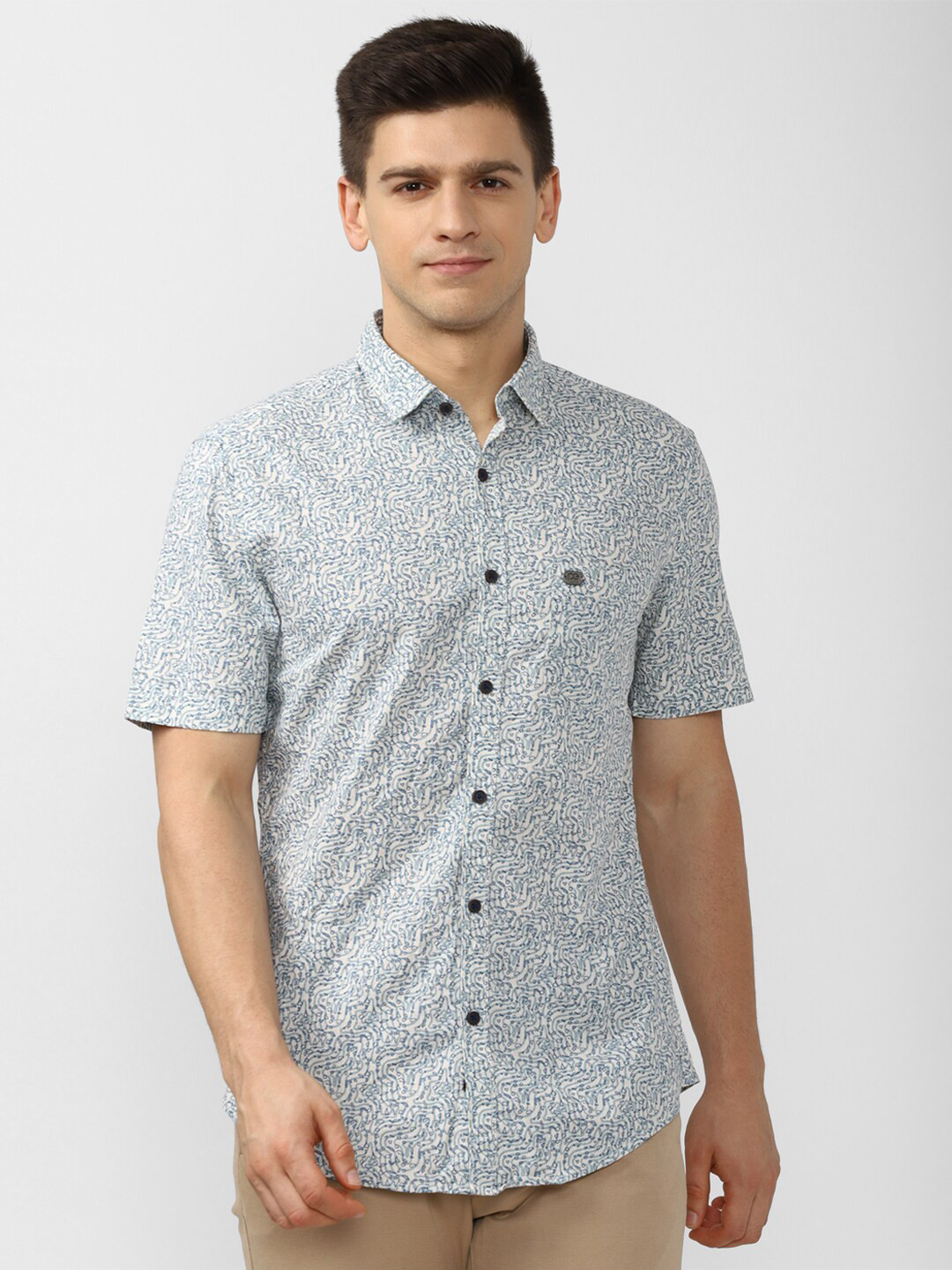

Peter England Casuals Men Blue Slim Fit Printed Casual Shirt