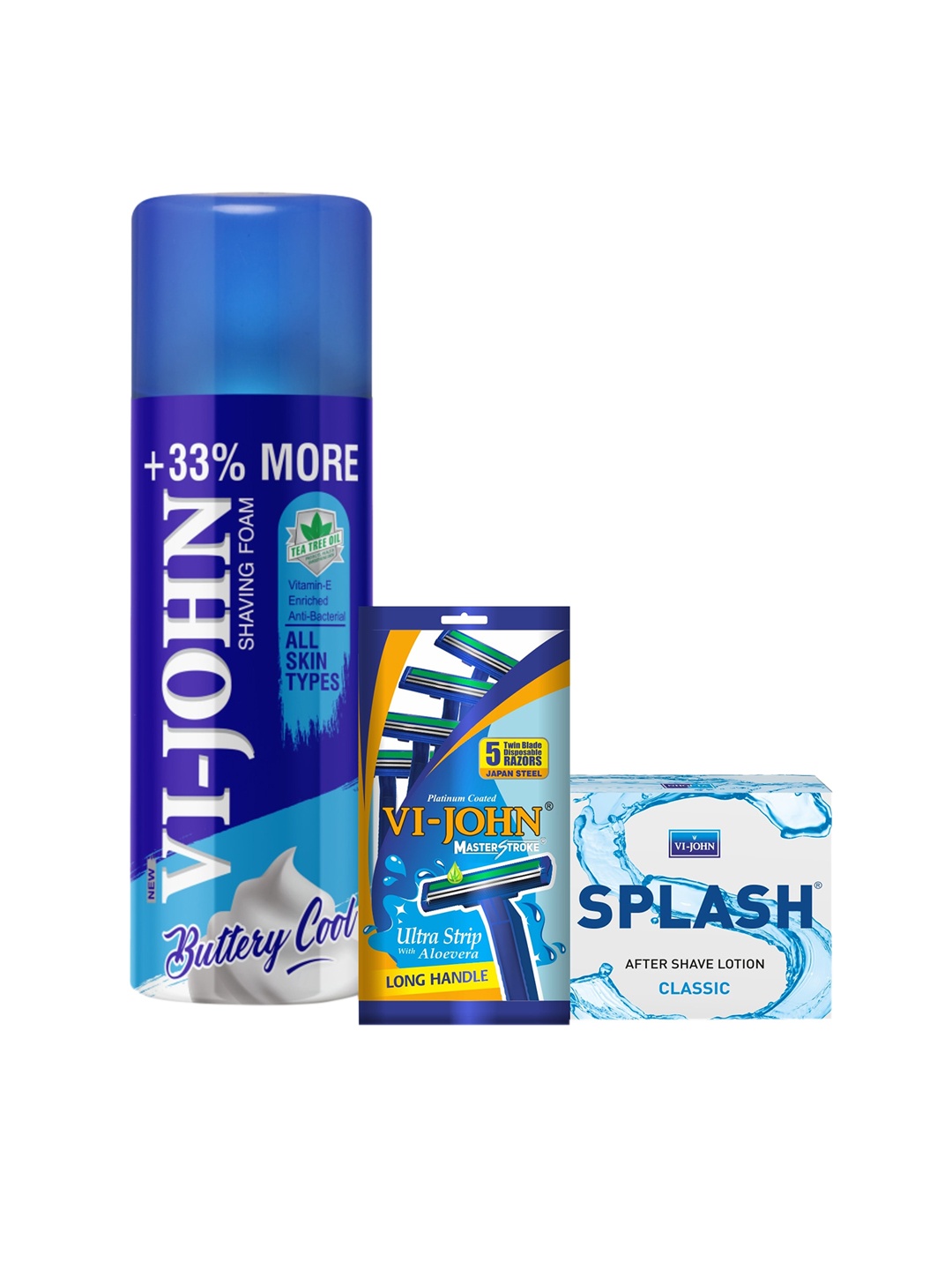 

VI-JOHN Men Splash After Shave Lotion & Razor 450gm, Blue