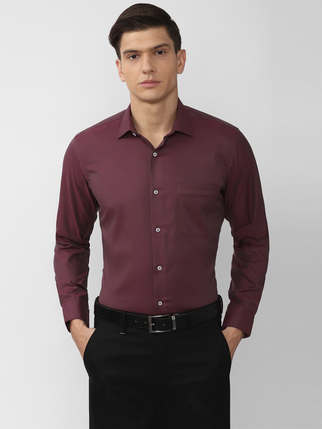 

Van Heusen Men Maroon Long sleeve Formal Shirt